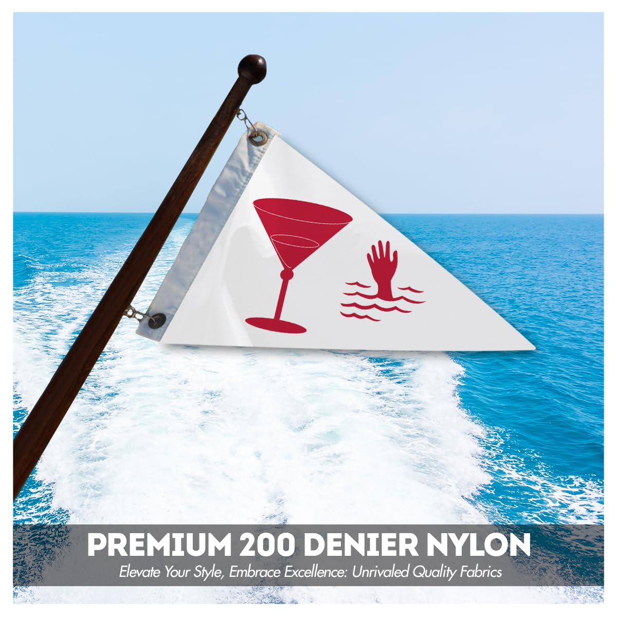 AGAS Cocktail Bow Pennant - 10 x 15 inch - Printed 200D Nylon - Solid Brass Eyelets Canvas Heading - Vivid Colors Fade Proof - Bow Flags.