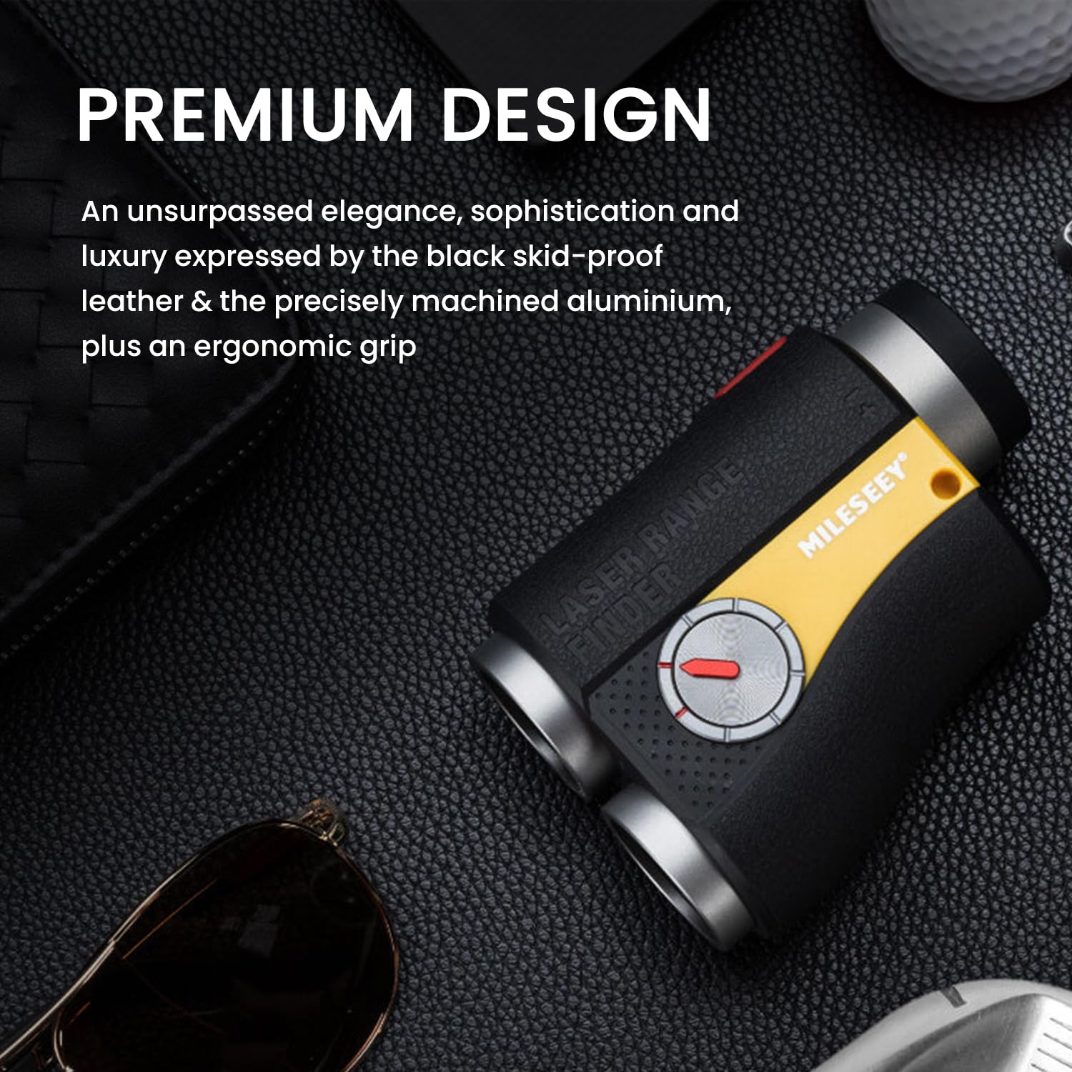 MilESEEY Telemetro da Golf con Doppia Ottica Rossa e Nera, Telemetro Laser con Interruttore di Pendenza, Portata di 1000 Iarde, Blocco della Bandiera con Vibrazione a Impulsi