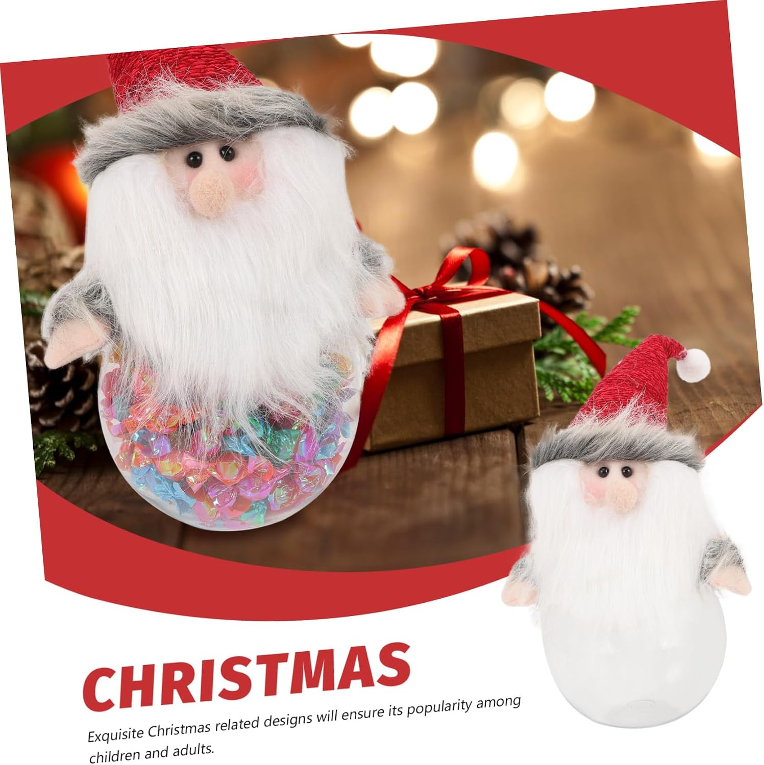 HAPINARY Christmas Candy Jar Santa Claus Plastic Candy Storage Bottle with Lid for Holiday Party Favor and Xmas Packaging