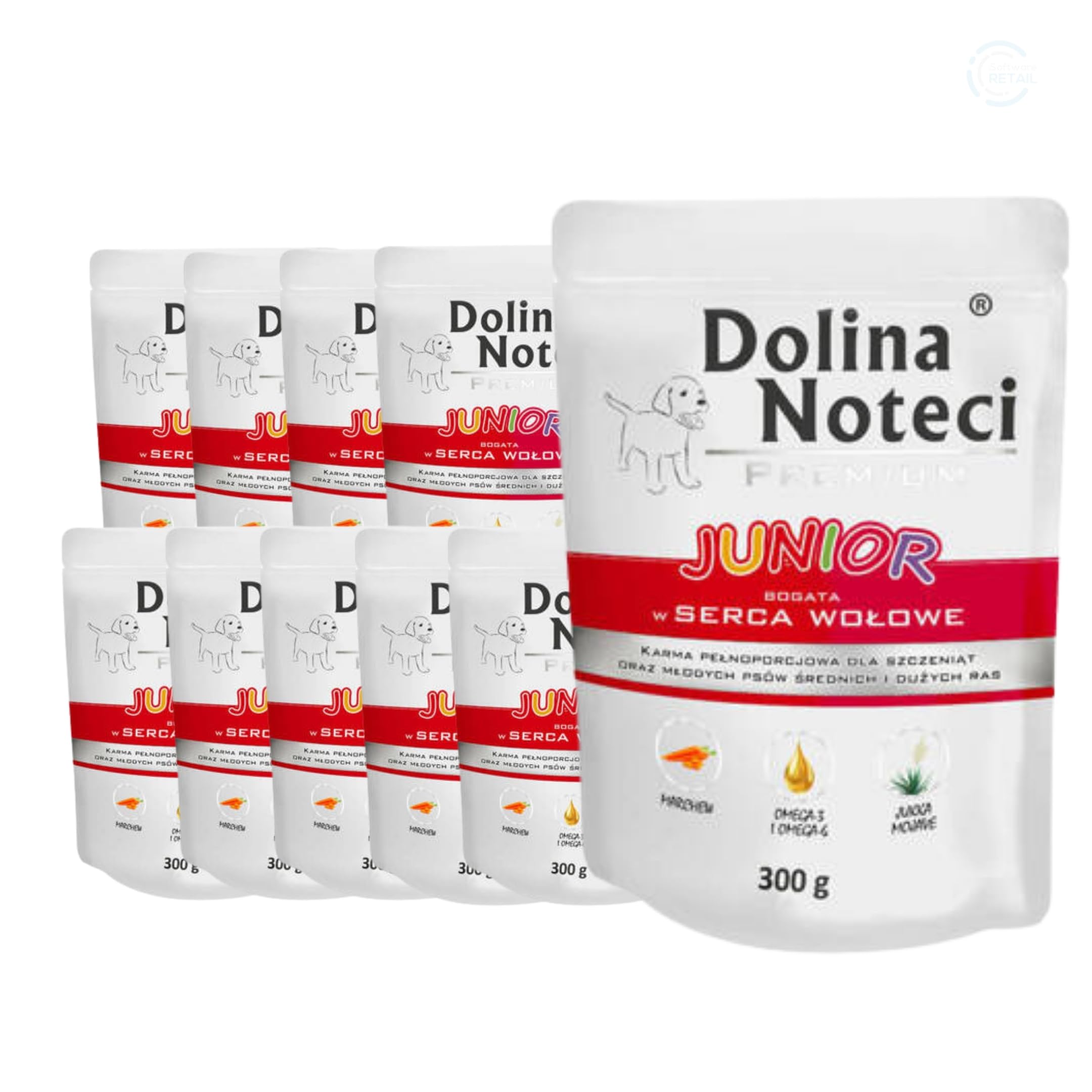 Dolina Noteci Premium Give Your Puppy the Best Start with Junior Wet Dog Food Loaded with Nutrients, Essential Proteins & Pure Natural Goodness! (Beef Hearts, 10x300g)