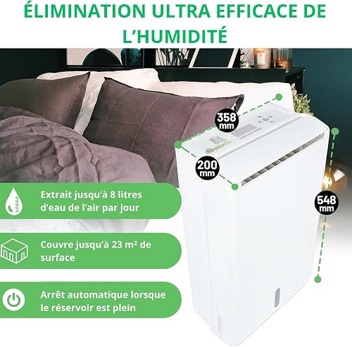 Meaco DD8L Zambezi Air Dehumidifier Low Energy Desiccation Dehumidifier Prevents Condensation, Mould and Moisture - 91 x 58 x 140 cm - 4