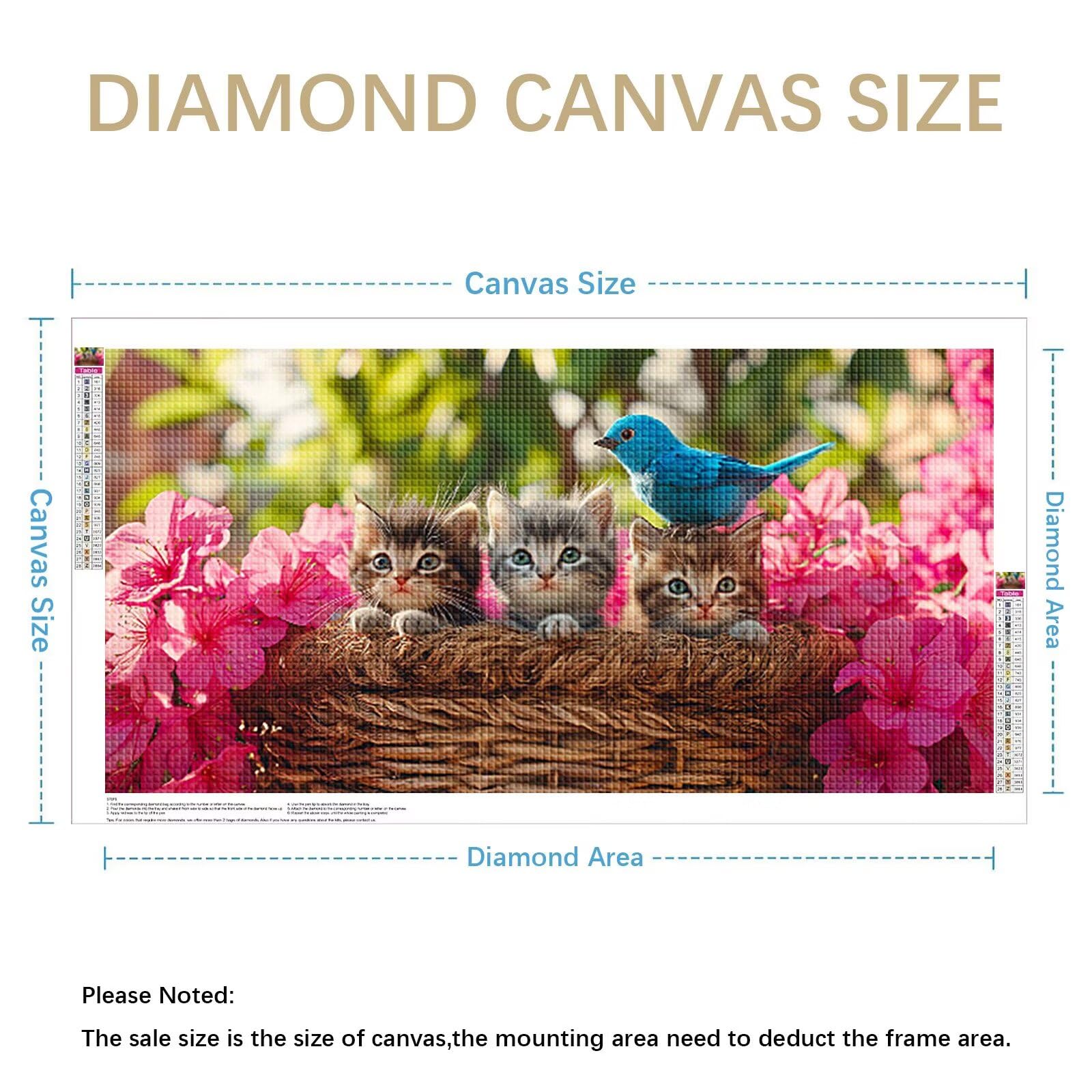 Diamond Painting Adultos Gato Pintura Diamante, Flor Diamond Painting 5D Completo, DIY Cuadrado Cristal Bordado Punto de Cruz Cuadros de Diamantes para Decoracion Hogar, Regalo Mujer 180x90cm 0J-880