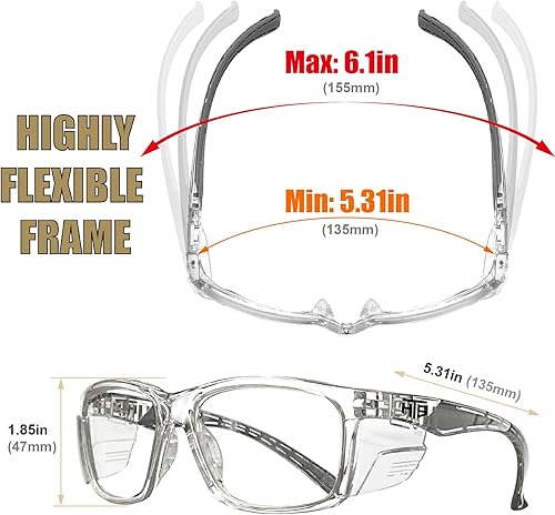 Miniatura 5 de Gafas de seguridad antivaho E60 con escudos laterales ANSI Z87 protección ocular gafas ópticas