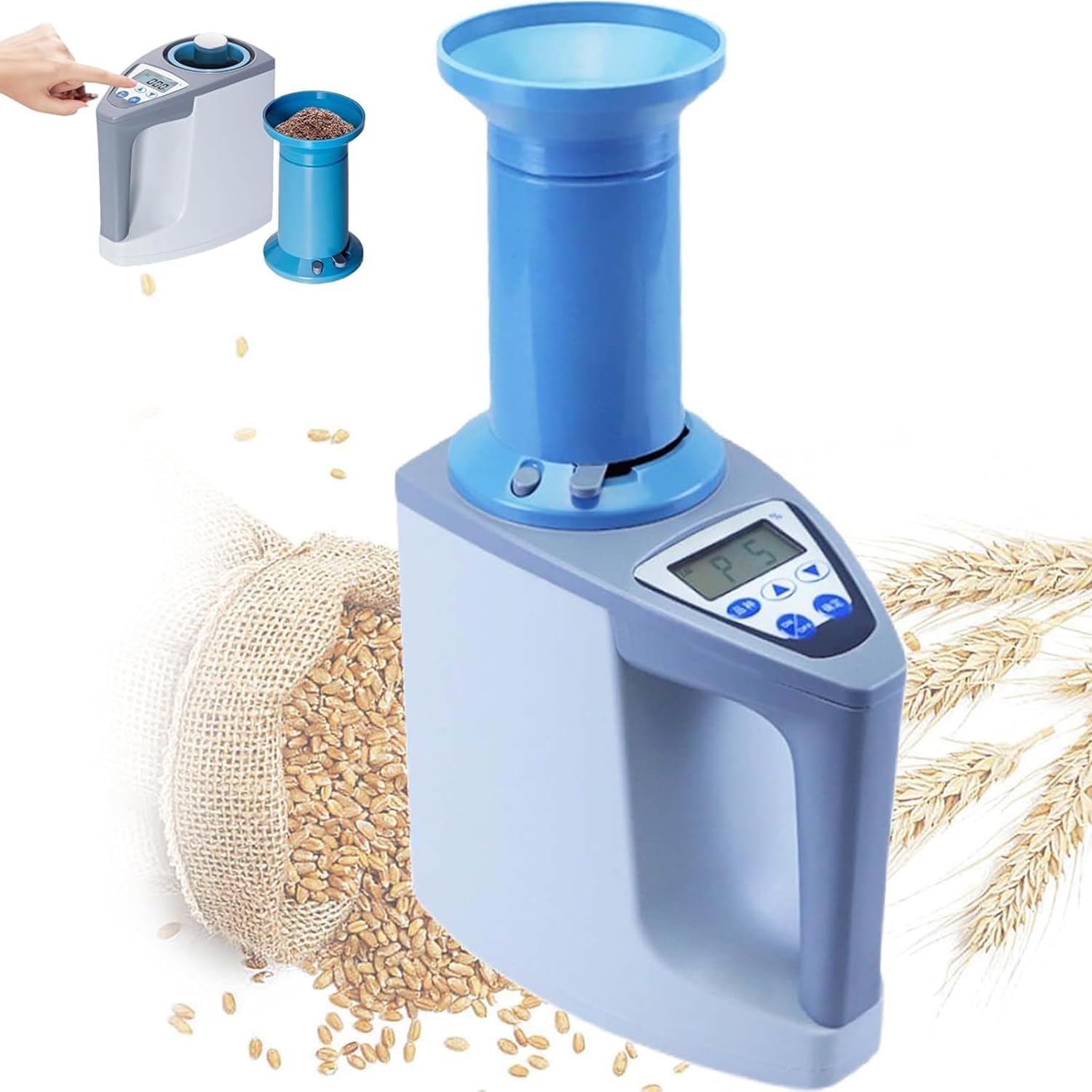 TsoLay Grain Moisture Measuring Instrument, Digital Grain Moisture Humidity Gauge, 0.5% Accuracy 3-35% Range, with Capacity/Weight/Temperature/Average Measurement, for 24 Grains