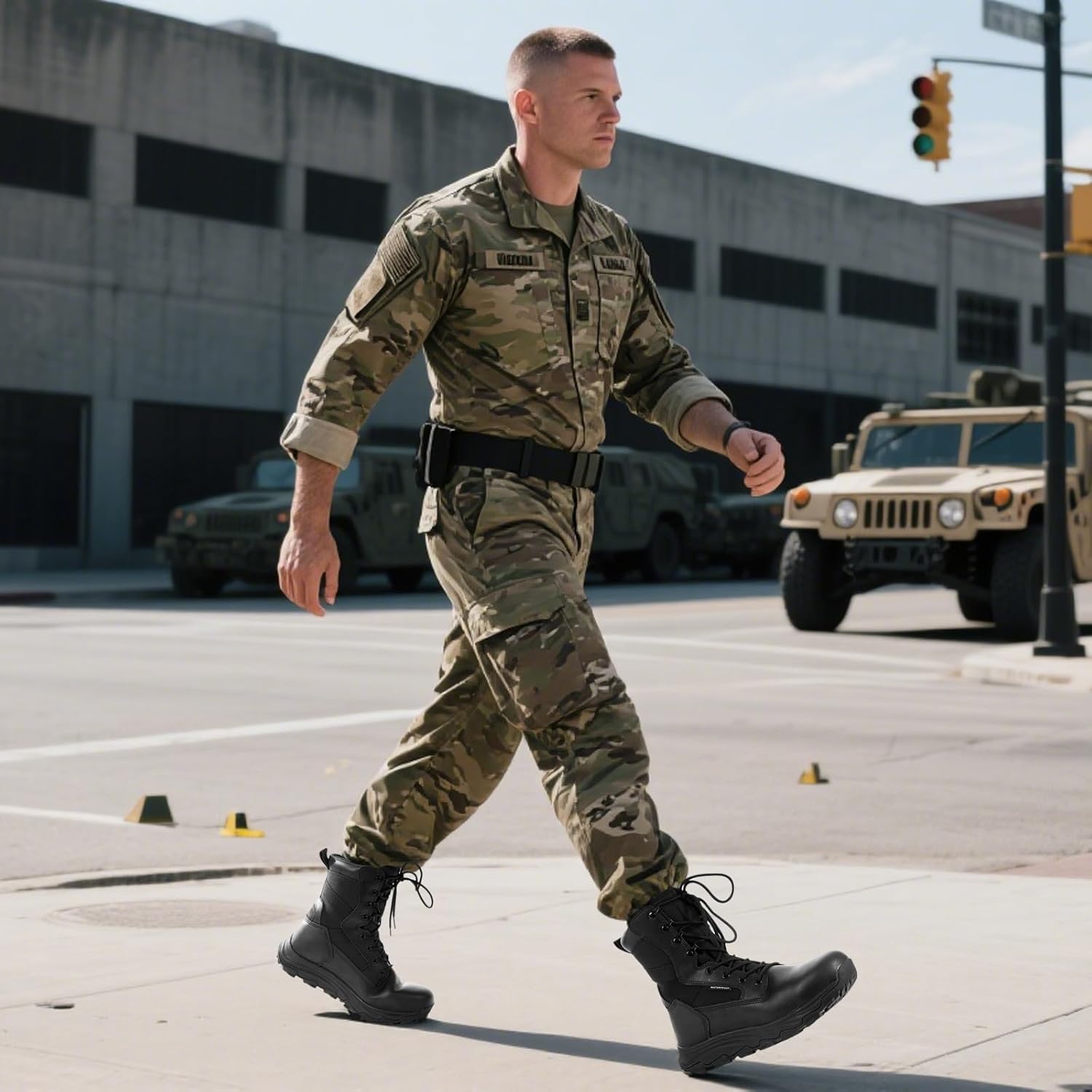 FREE SOLDIER Men's Tactical Boots 8 Inches Military Lightweight Durable Hiking Motorcycle Combat Waterproof Boots - Image 2