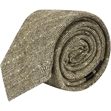 King & Priory Sage Green Herringbone Pinstripe Tie Tweed, Green, One Size