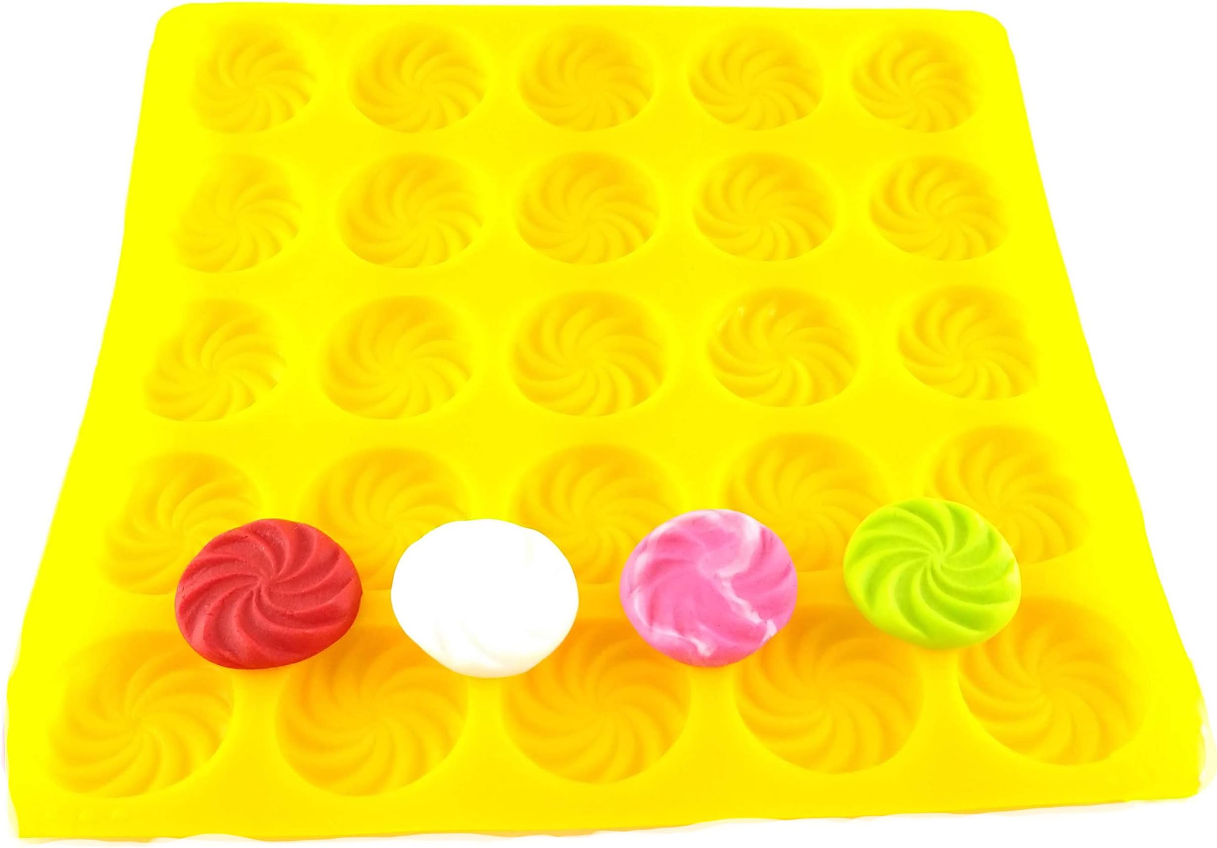 Swirl 25 Cavity Flexible Silicone Molds for Cream Cheese Mints, Chocolate, Fondant, Gummy, Fat Bombs, Ice Swirls, Soap, Buttercream, Butter, Candy Melts, Cookie Dough, Mousse