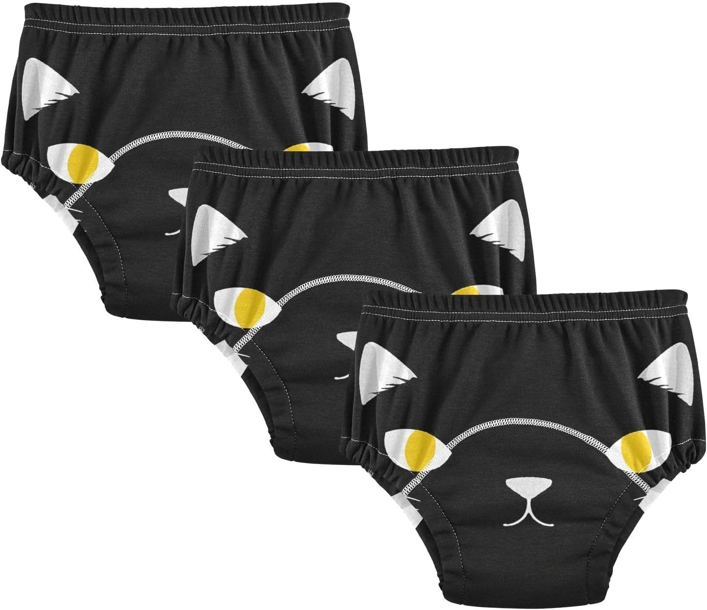 Baby Potty Training Underwear Set Soft Cotton Overnight Training Pants Under Garment for Kids 3T Cute Cartoon Cat Eyes Black