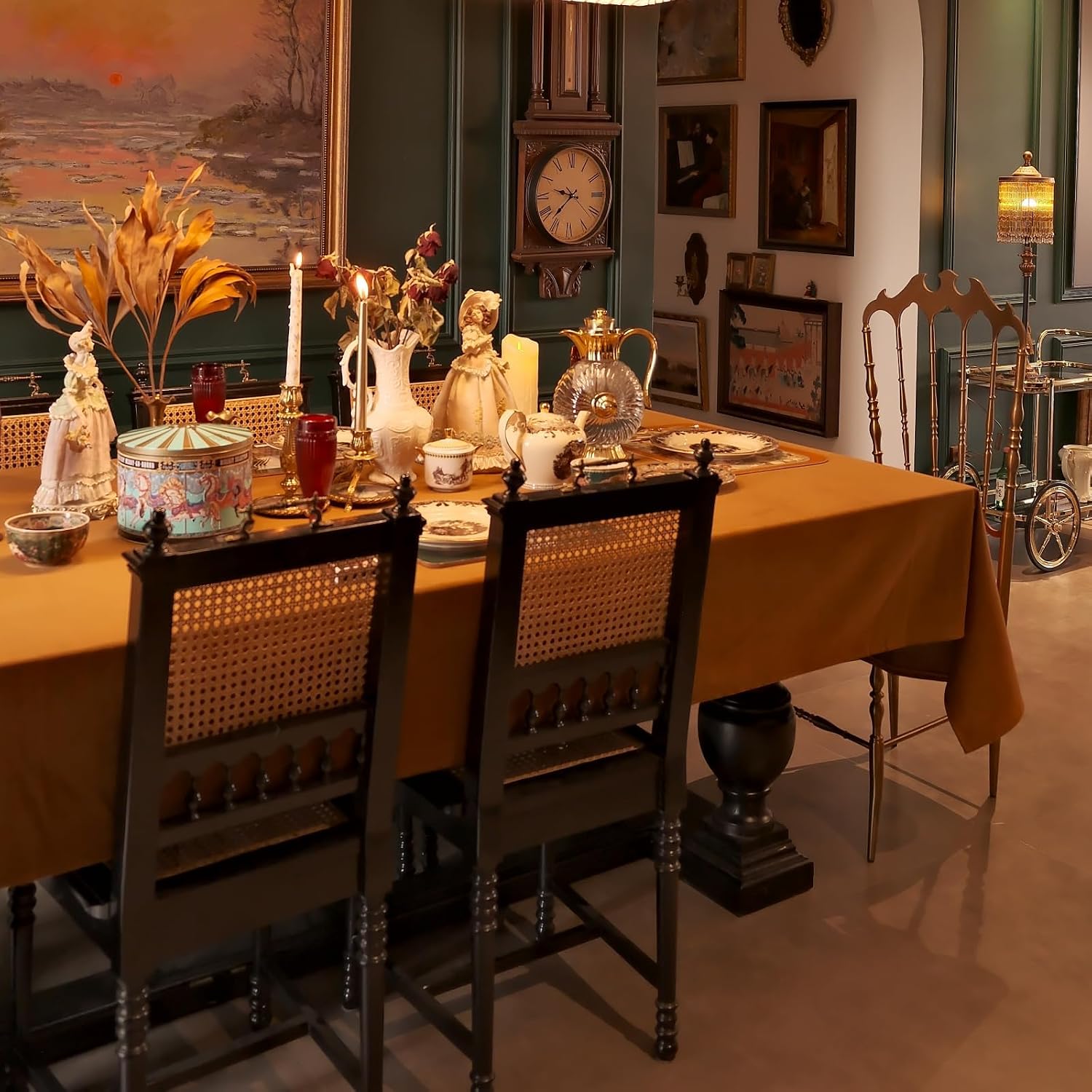 Rectangle Velvet Tablecloth 72 x 54 Inch, Waterproof Spillproof Washable Table Cloth, Soft Table Cover for Fall Thanksgiving Halloween Dining Kitchen Party - Caramel