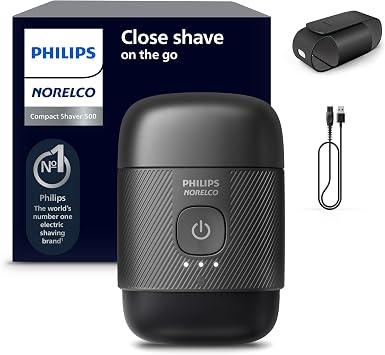 Philips Norelco 500 Series Compact Electric Travel Shaver, Black