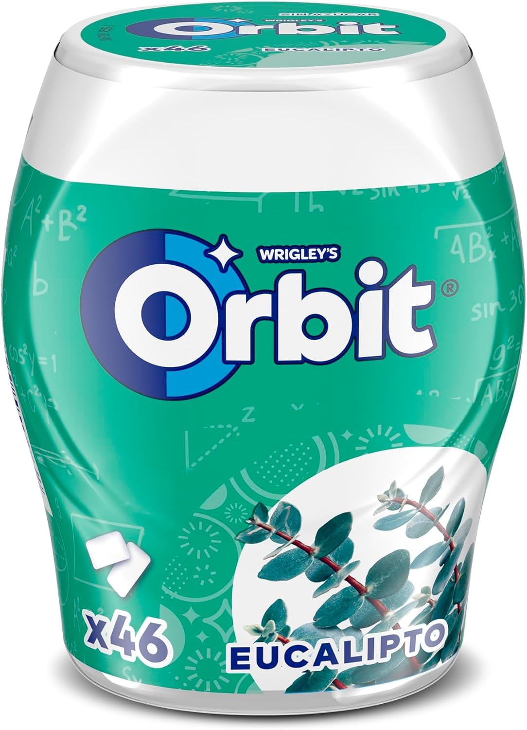 Orbit Bote de Chicles Sin Azúcar Sabor Eucalipto, Fresco, Intenso y de Larga Duración en formato Gragea (6 x 46 chicles)