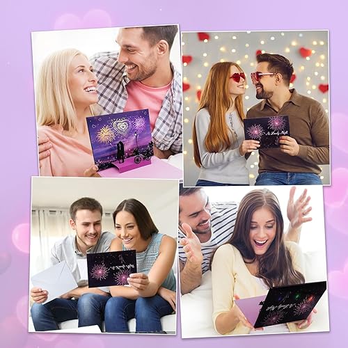 Miniatura 2 de DTESL Tarjeta de felicitación del día de San Valentín con música y fuegos artificiales, tarjeta de aniversario, tarjeta de amor, regalo de