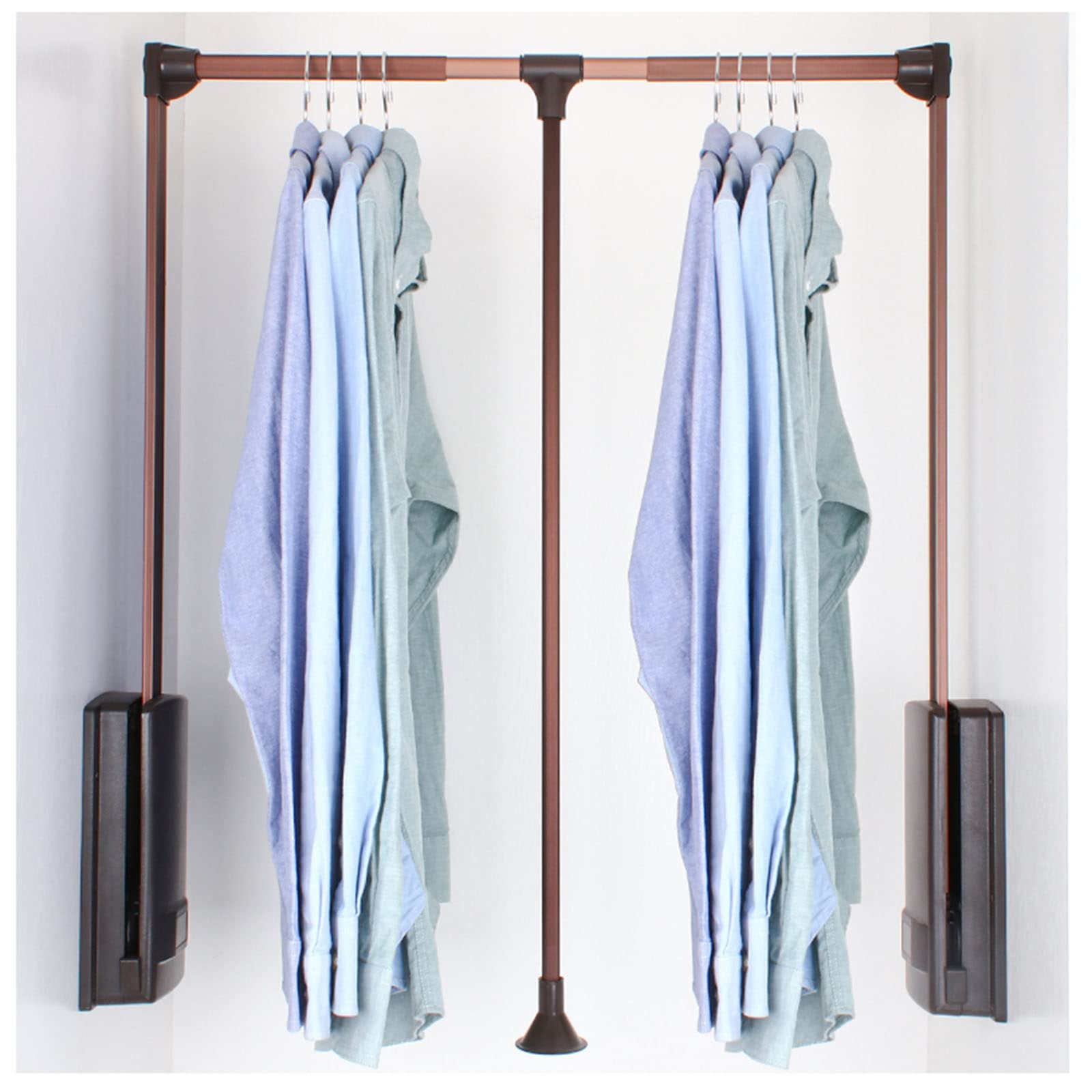 Barre de penderie extensible FANDIAO tringle à vêtements marron réglable 830-1150 mm charge 20kg