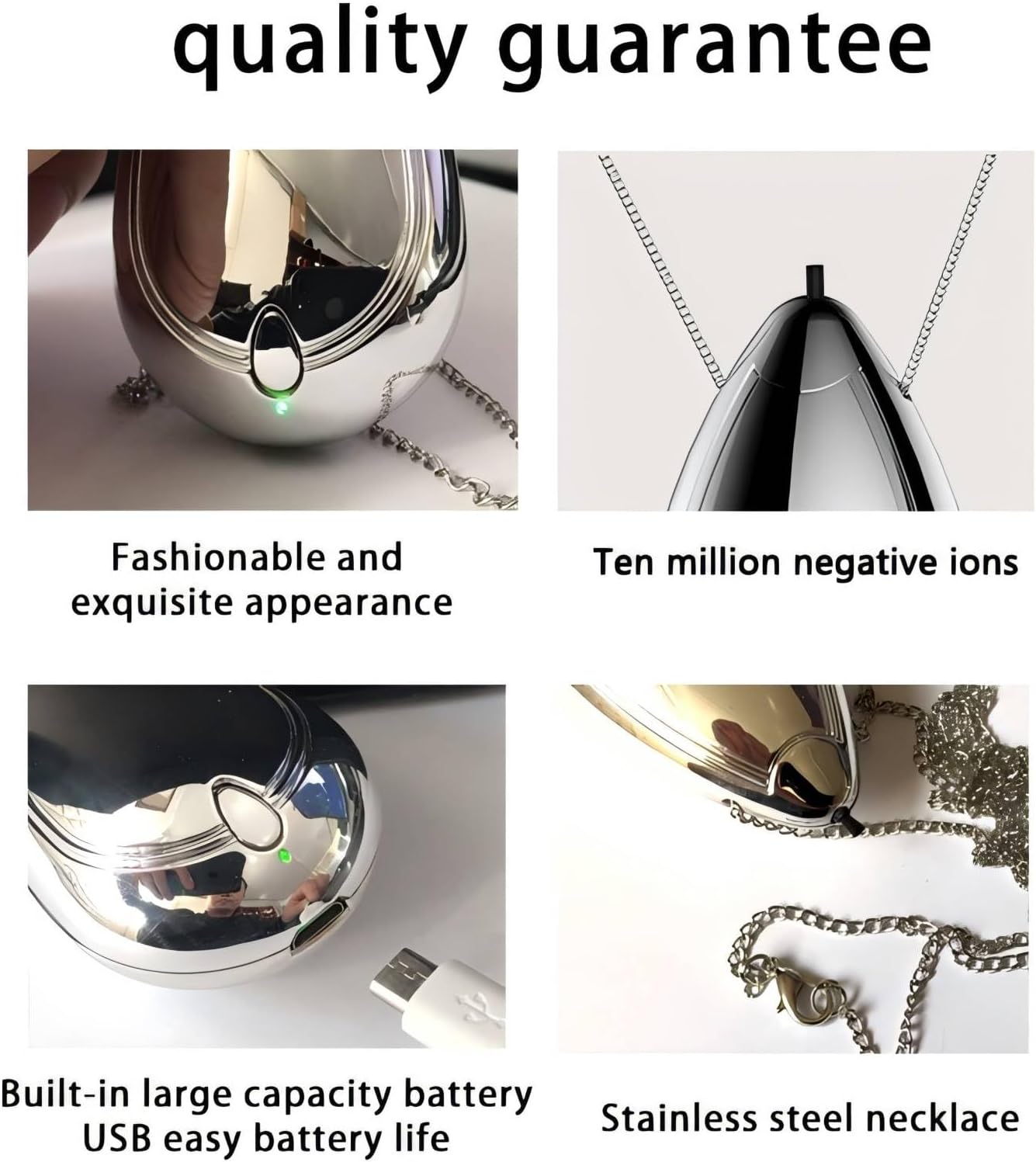 Portable Air Purifier, Rechargeable Personal Air Purifier Necklace, Portable Mini Air Ionizer Eliminates Pollen, Smoke, Dust for Outdoor Travel (Black)