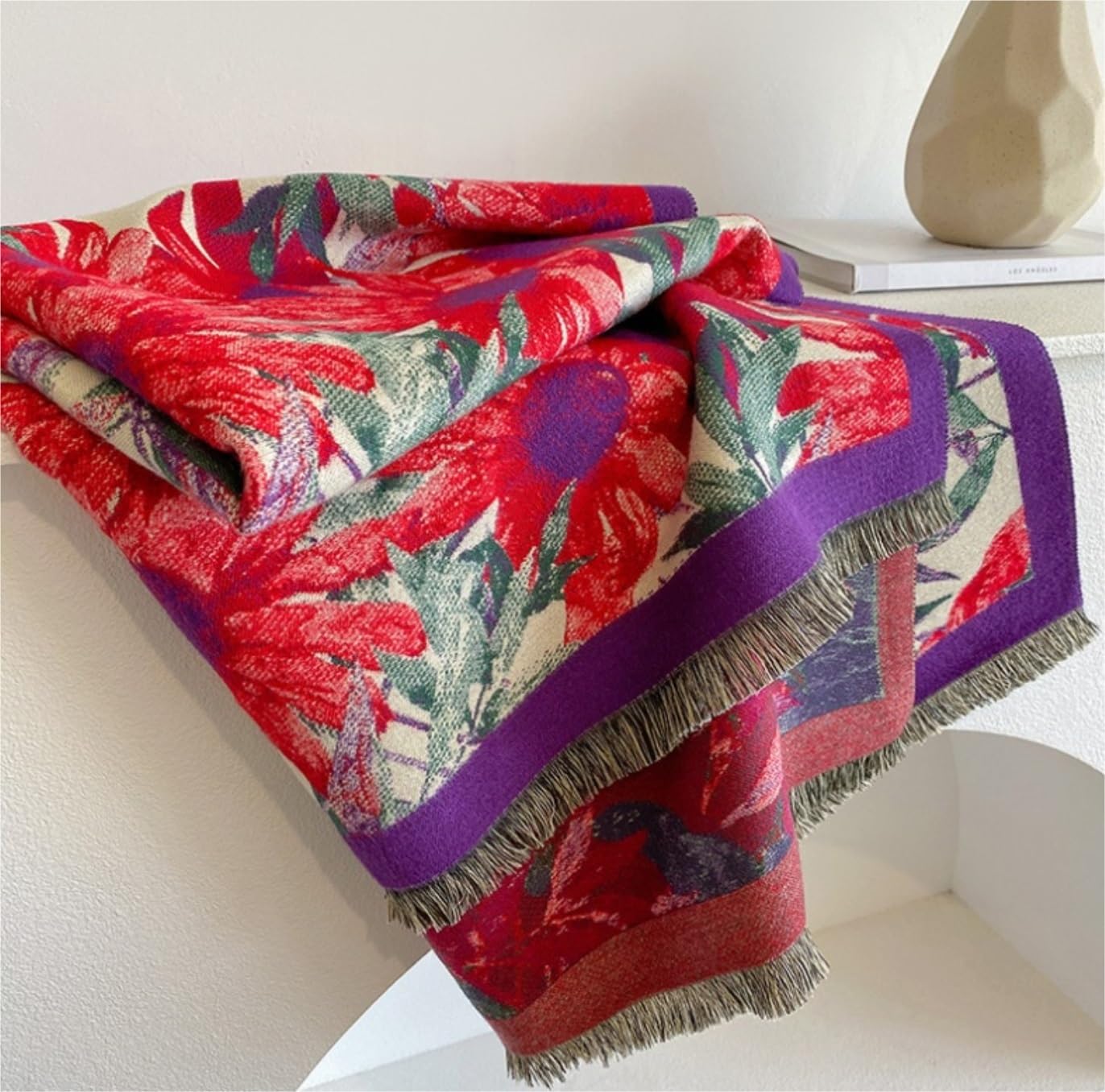 Sciarpa Sciarpa Invernale Morbida Imitazione Cashmere Spessa Lunga Calda Coperta Con Stampa Floreale Da Donna Scialle