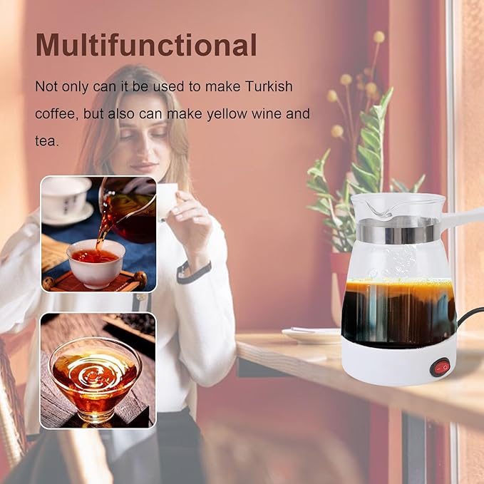 Cafetera Portátil Eléctrica de Vidrio 600ml para Café Turco y Té miniatura 4