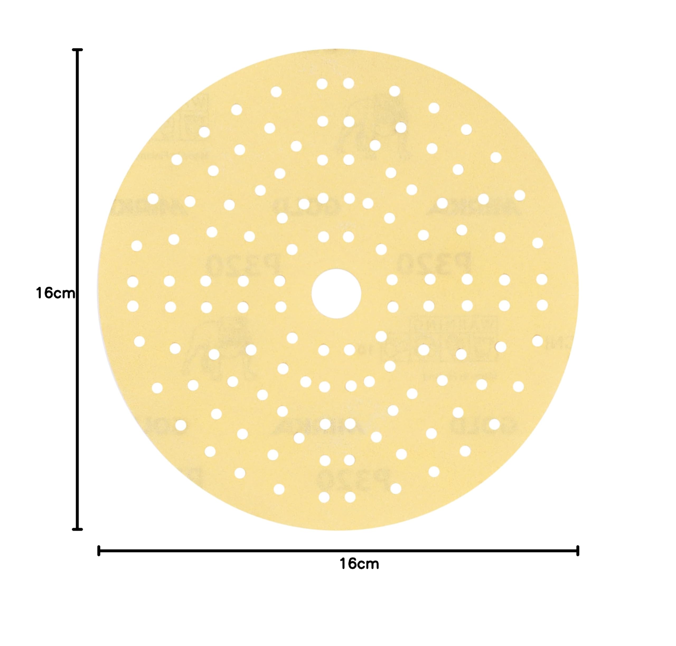 Mirka Gold Papel de lija universal Ø 150mm cierre adhesivo 121-agujero/grano P240, 100 piezas/Para lijar yeso, masilla, aglomerado, madera, laca