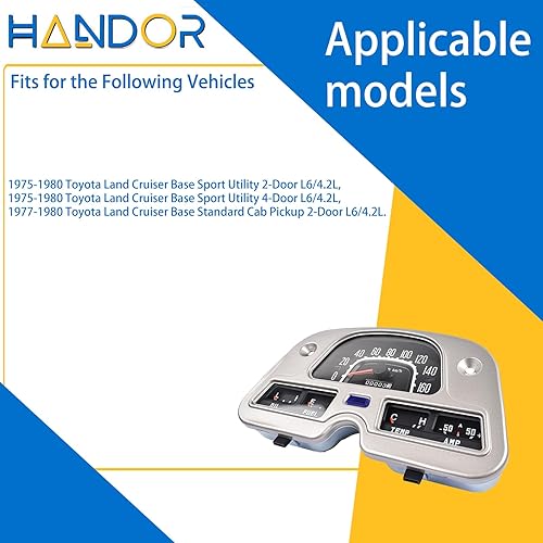 Miniatura 2 de Handor 83100-60180 Medidor de velocímetro para Land Cruiser 1975-1980 FJ40 FJ43 FJ45 BJ40 BJ42 BJ43 BJ45 BJ46 HJ47.
