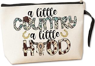 Jztco Country Music Country Girl Gifts Makeup Bag Cowgirl Gift for Women Girls Handbag Friendship Christmas Birthday Gifts for Women Her Daughter Girls - A Little Country A Little Hood