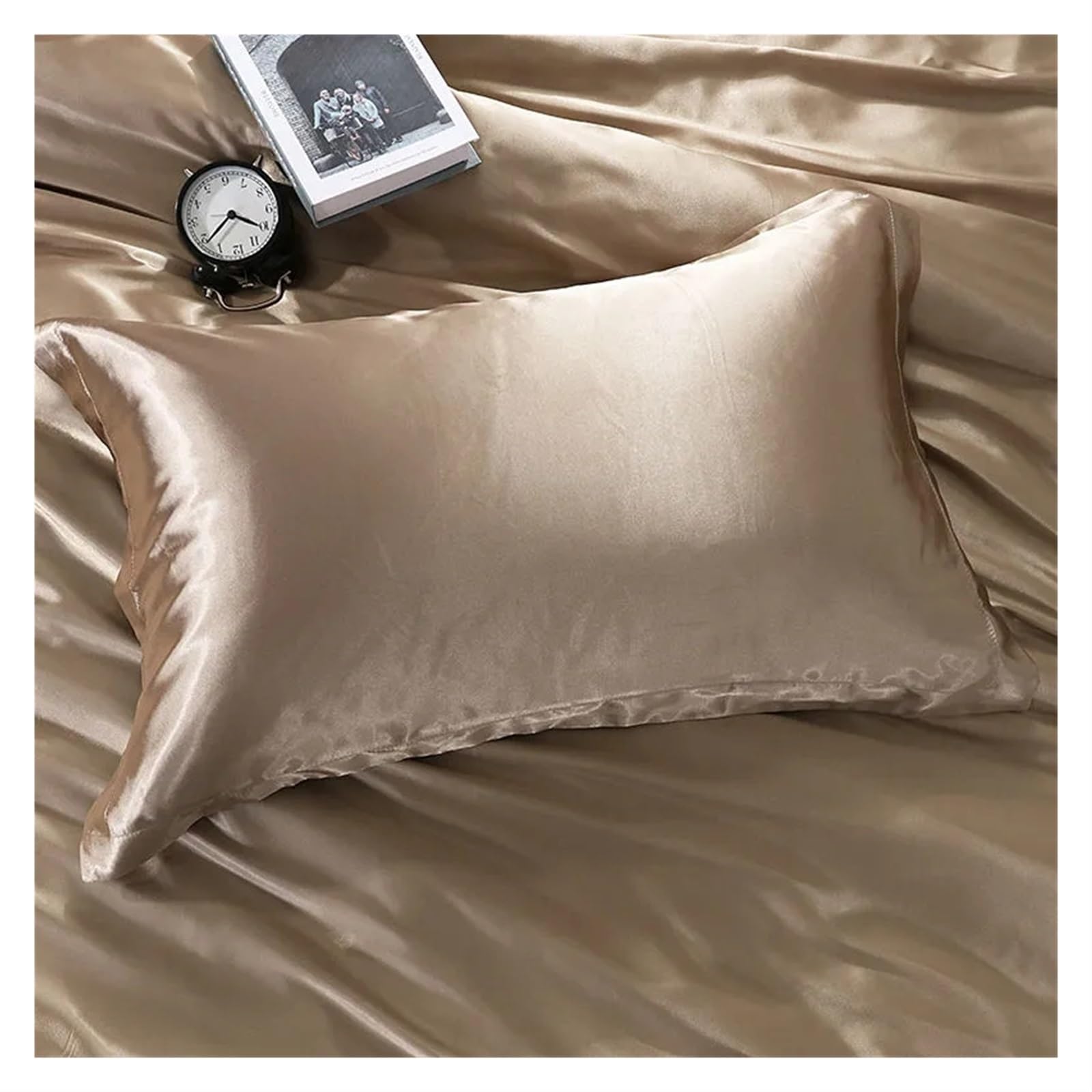 Federa in Seta Federa in Seta Tinta Unita Busta Federa Biancheria da Letto Federa for Cuscino 48 x 74 Federa(Champagne Gold)