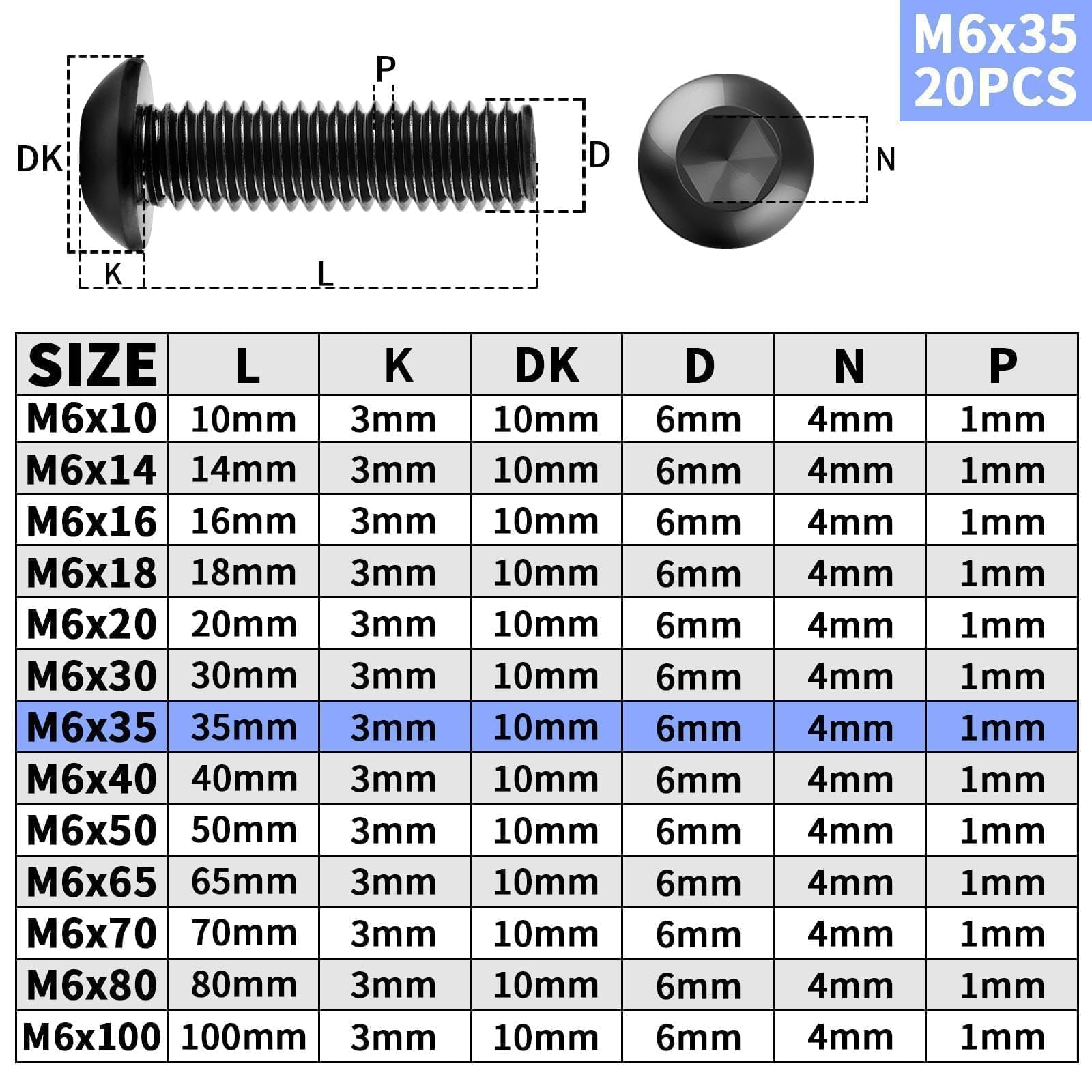 TXXATX Button Head Screws M6x35mm Screws Allen Socket Bolts 30 Pieces 304 Stainless Steel A2-70 for DIY Projects Furniture Repair Assembly Maintenance - Image 2