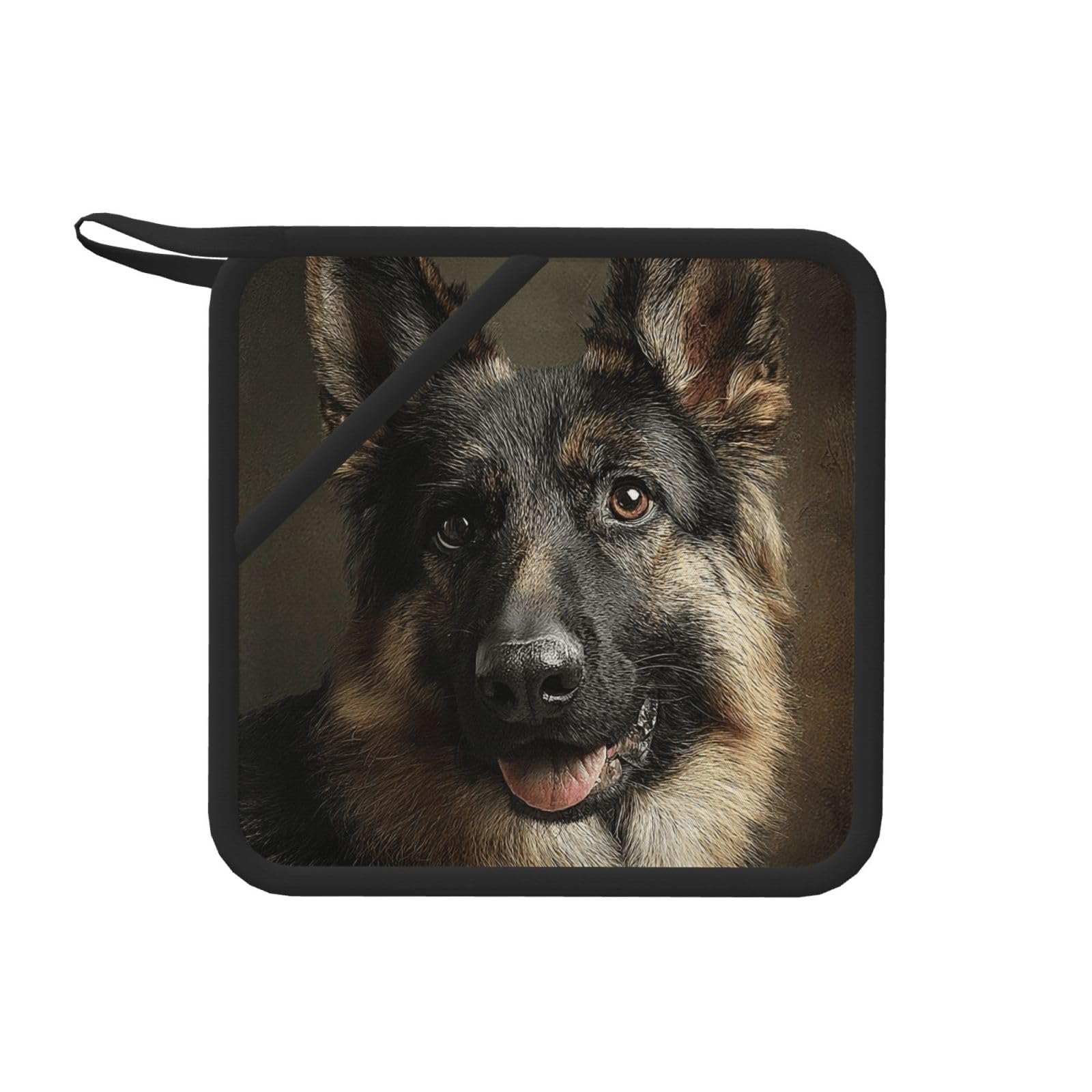 Pot Holders Set of 1 PC Heat Resistant Oven Hot Pads German Shepherd Dog Lovers Pot Holders Soft Cotton Lining Potholders Non-Slip Silicone Kitchen Potholders for Cooking Oven BBQ Kitchen Accessories