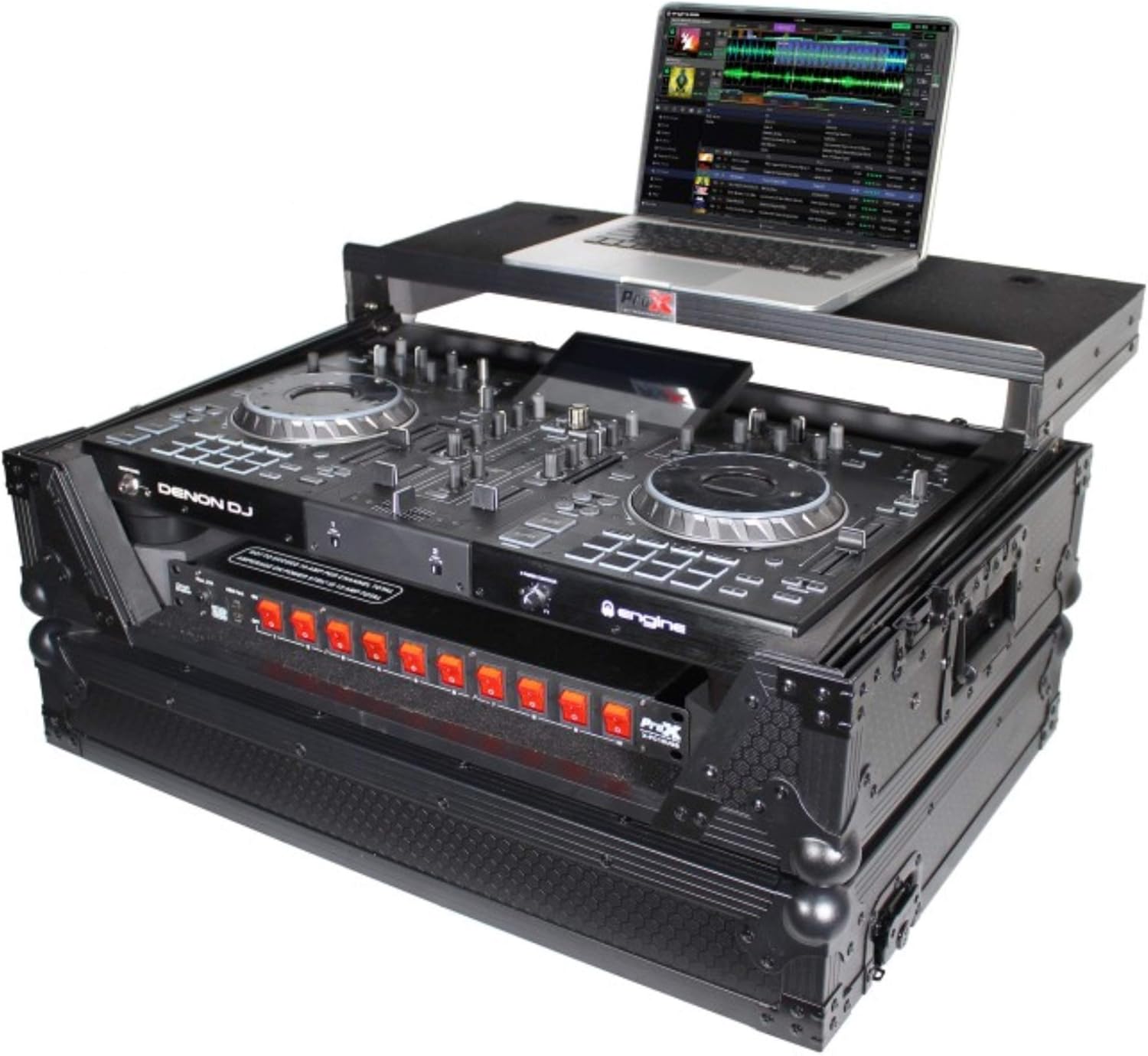 ProX XS-PRIME2 LTBL ATA Flight Case For Denon PRIME 2 DJ Controller with Laptop Shelf 1U Rack Space - Black