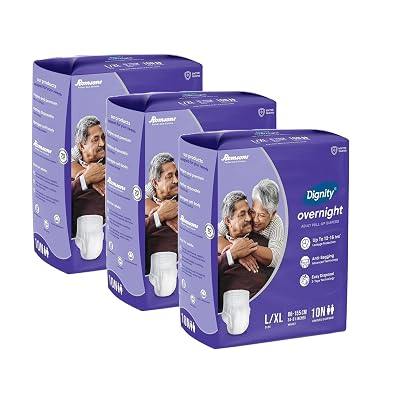 DIGNITY Overnight Pant Style Adult Diapers - L/XL (30 Pieces) With Wetness Indicator and Leakage Protection Upto 12-16 H