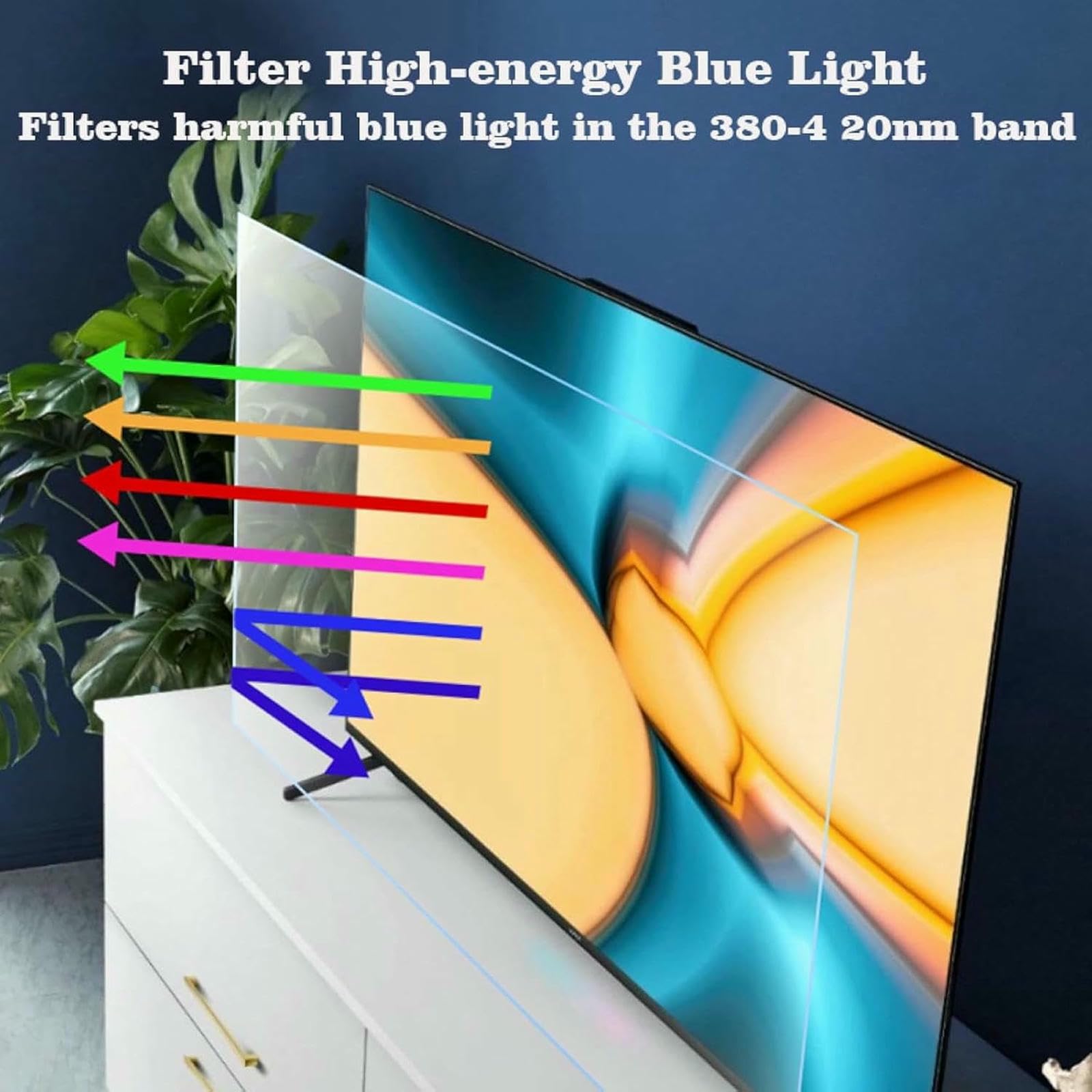 Película de filtro antirreflectante antiluz azul a prueba de polvo para pantallas de TV de 32 a 75 pulgadas, protección ocular para televisores LCD, LED, 4K OLED y QLED HDTV