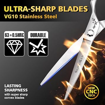 6 Inch Professional Hair Scissors - Japanese VG10 Stainless Steel 3D Convex Blade, Sharp and Smooth Cut - Ergonomic Non-Slip Handle, Adjustable Screw Barber Scissors for Hairdressers | プロのサロン用ヘアハサミ&ヘアカットはさみ。精密なカット、スタイリング、理髪師用に設計されています。