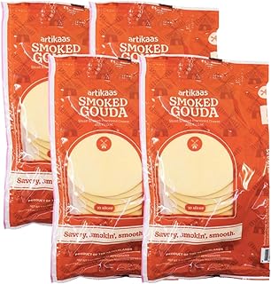 Sliced Smoked Gouda Cheese – 7 oz (198 g), 10 Slices – 4 Pack | Mild & Creamy Dutch-Style Cheese with Smoky Flavor | Perfect for Sandwiches, Burgers & Snacks