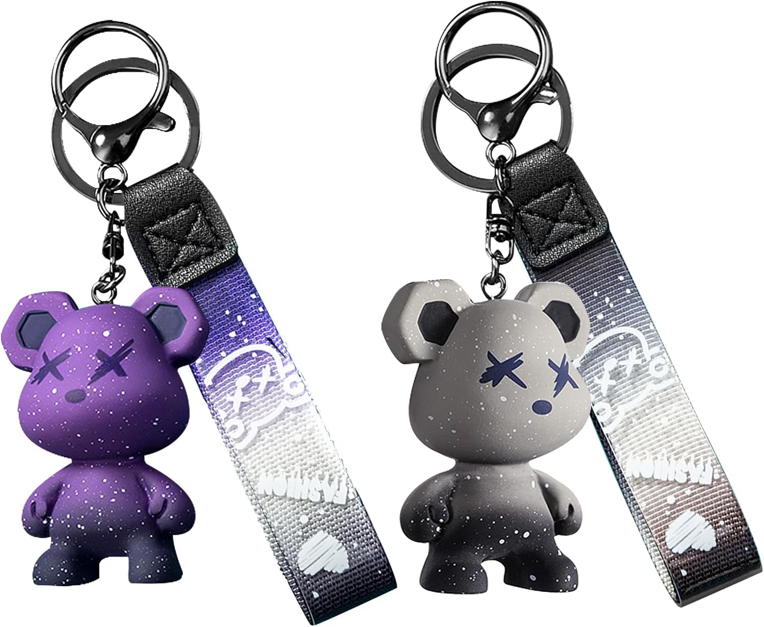 [ziyue] ロボット熊 ペア キーホルダー カップル グラデーション樹脂キーホルダー 2個セット キーリング 韓国 人気 メンズ レディース フレン お揃いキーホルダー バイク 車 鍵 キーチェーン