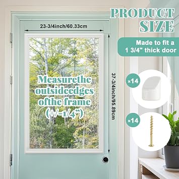 2 Pcs 22 x 36 Entry Door Frame Only Replacement Kit, 1 Lite for 1 Glass (Not Included), Exterior Front Door Glass Insert Kit White Window Grille Inserts Replacement