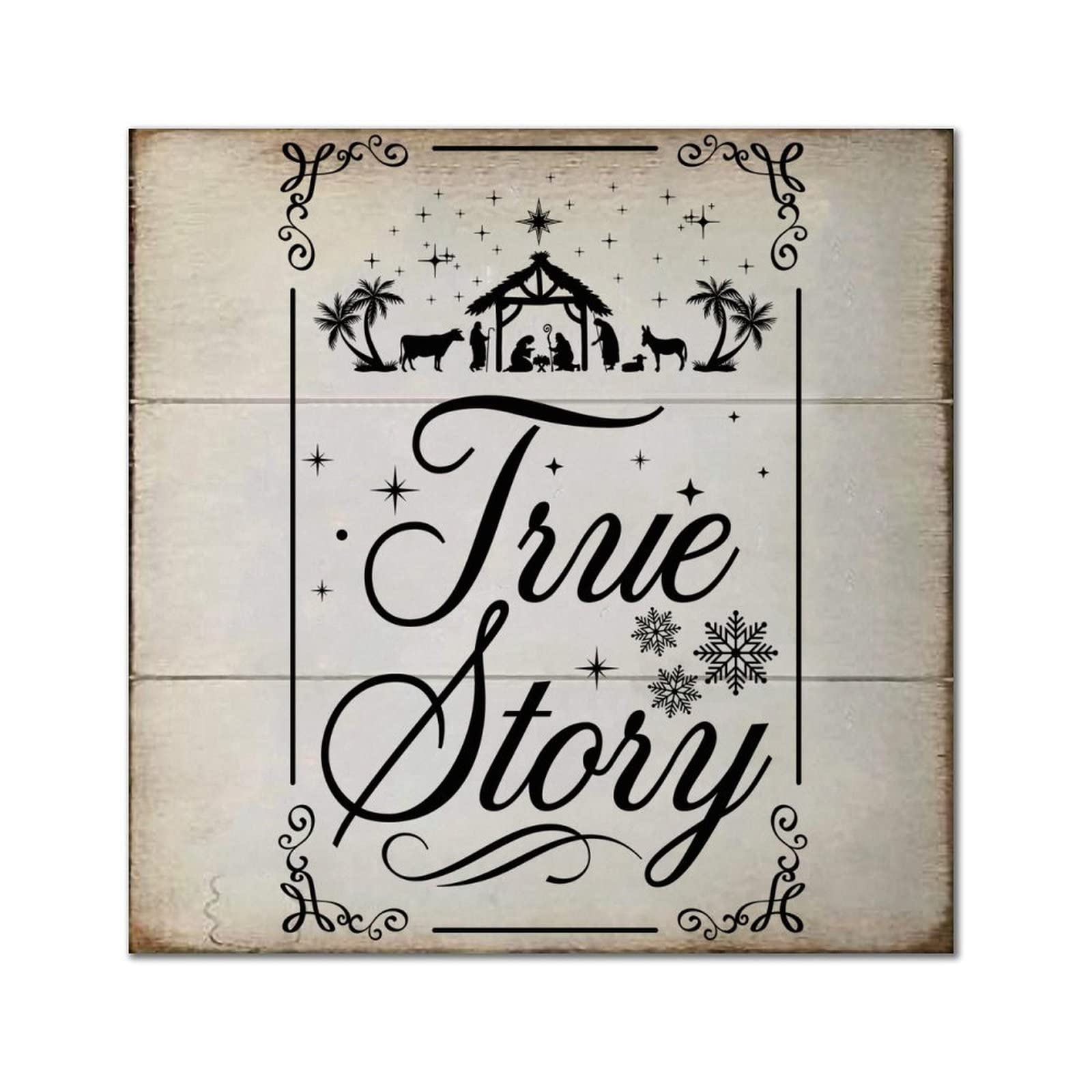 Plaque murale en bois True Story pour habiller un mur vide de salon