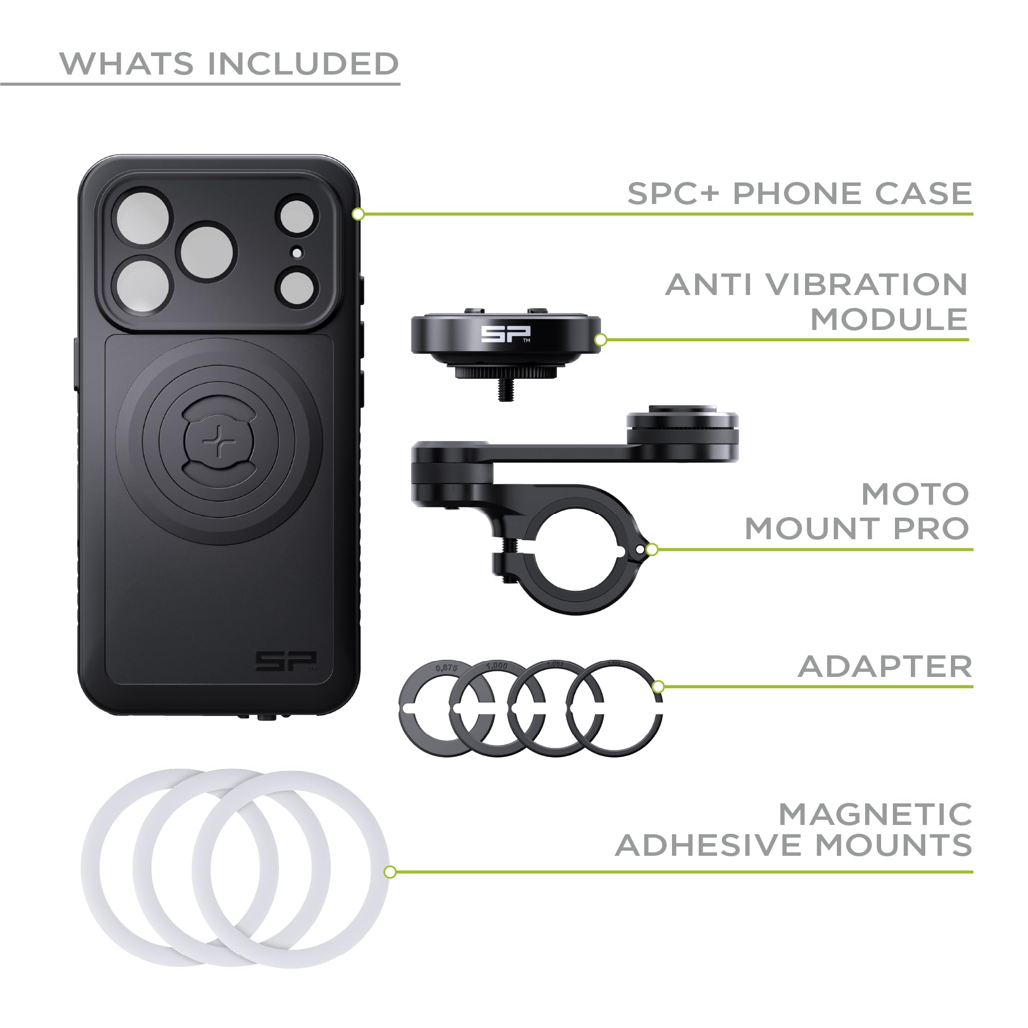 SP CONNECT Moto Bundle II AVM Xtreme | SPC+ | uchwyt kompatybilny z iPhone 17 | uchwyt na telefon komórkowy do motocykla | uchwyt na telefon komórkowy | akcesoria tłumiące wibracje do skuterów