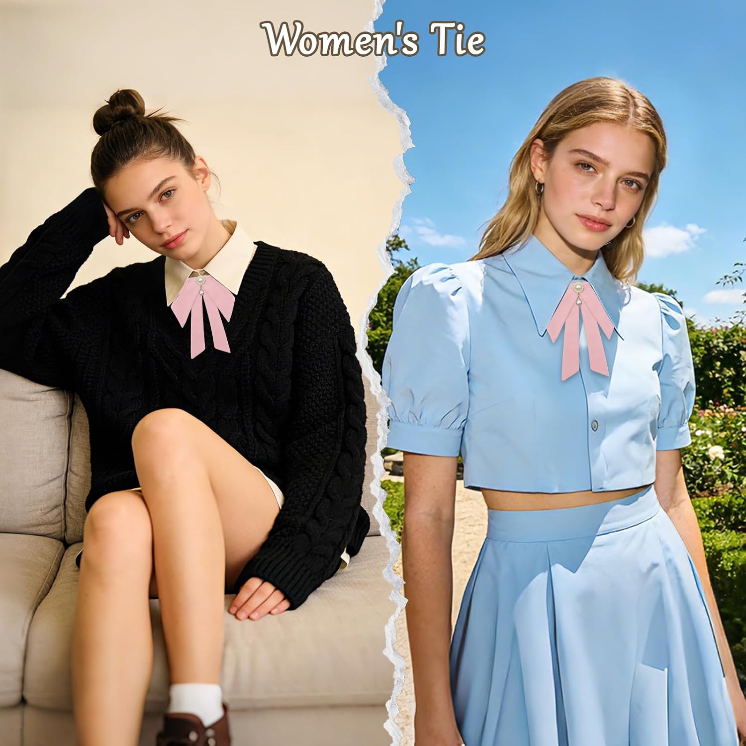 Bow Tie for Women, Pre-tied Women's Tie Ribbon Bow Ties for Party
