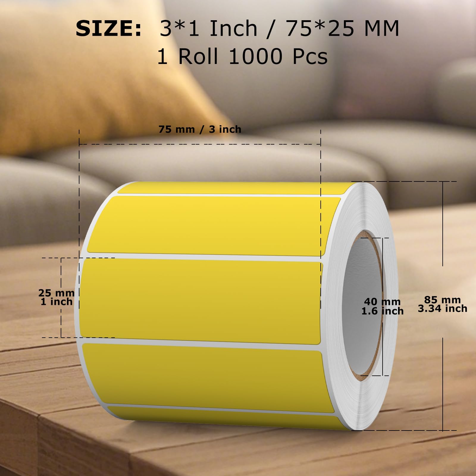 FINDAT 1000PCS Yellow Rectangular Labels 76×25mm Colour Coding Rectangle Stickers Vinyl Removable Waterproof Name Tags for Folder Bottle Jar Box - Image 2
