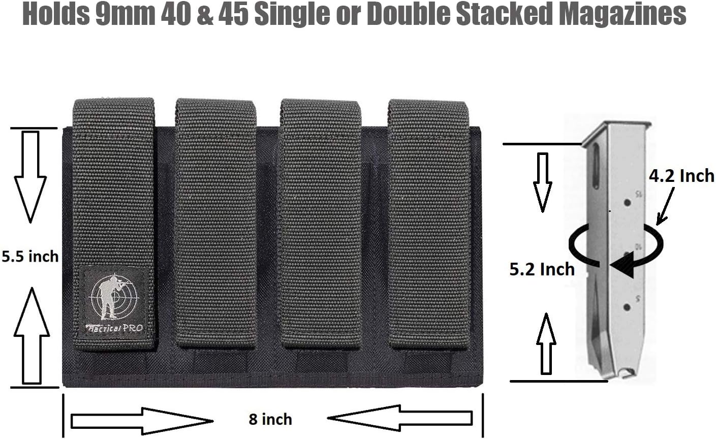 Tactical Pro Sports Quad Magazine Pouch for 9mm 40 & 45 : Sports & Outdoors
