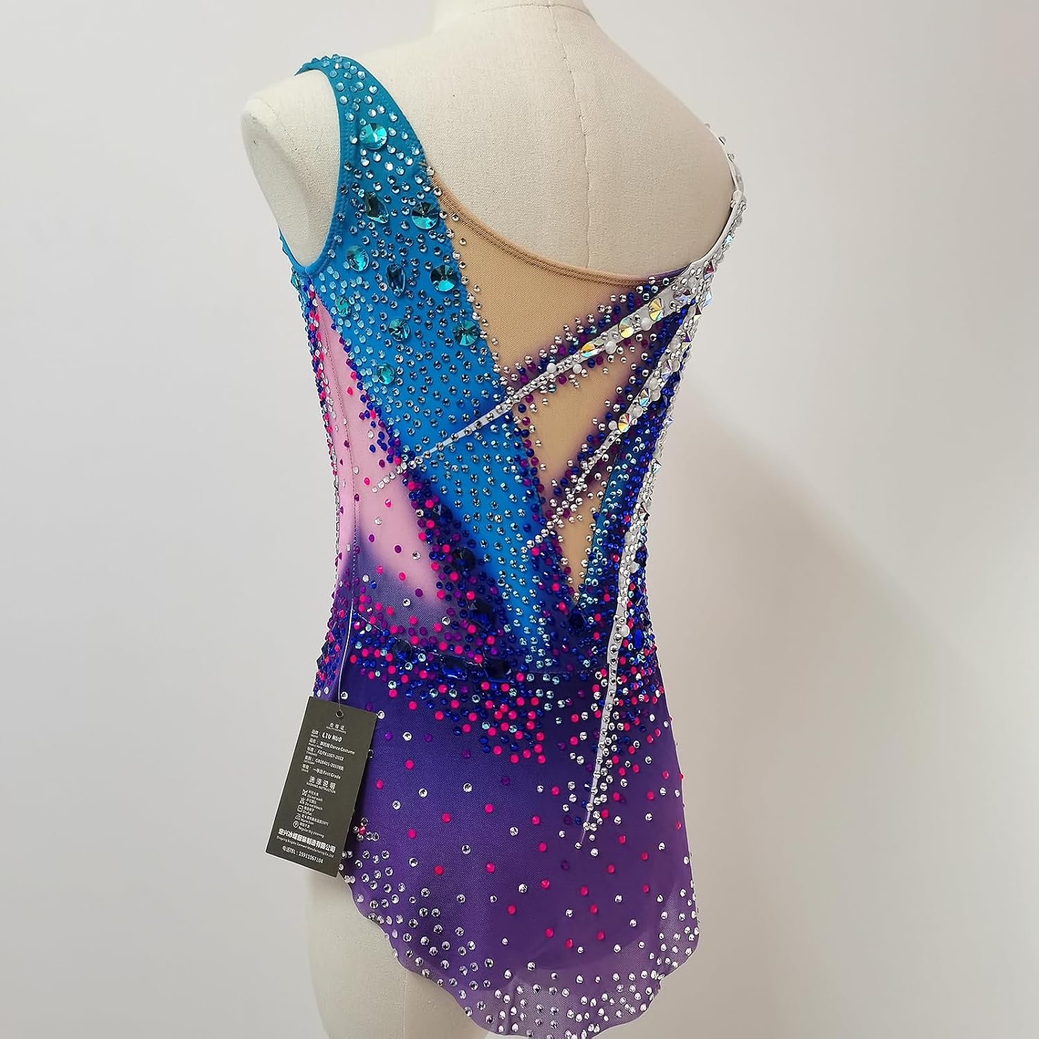 Girls' Blue Purple Artistic Gymnastics Dress Professional Customized Competition Costume