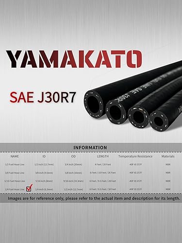 Miniatura 5 de YAMAKATO Manguera de línea de combustible ID de 14 pulgadas reforzada 6 pies con 10 abrazaderas NBR SAE 30R7 para Tecumseh 30705 Briggs 791745