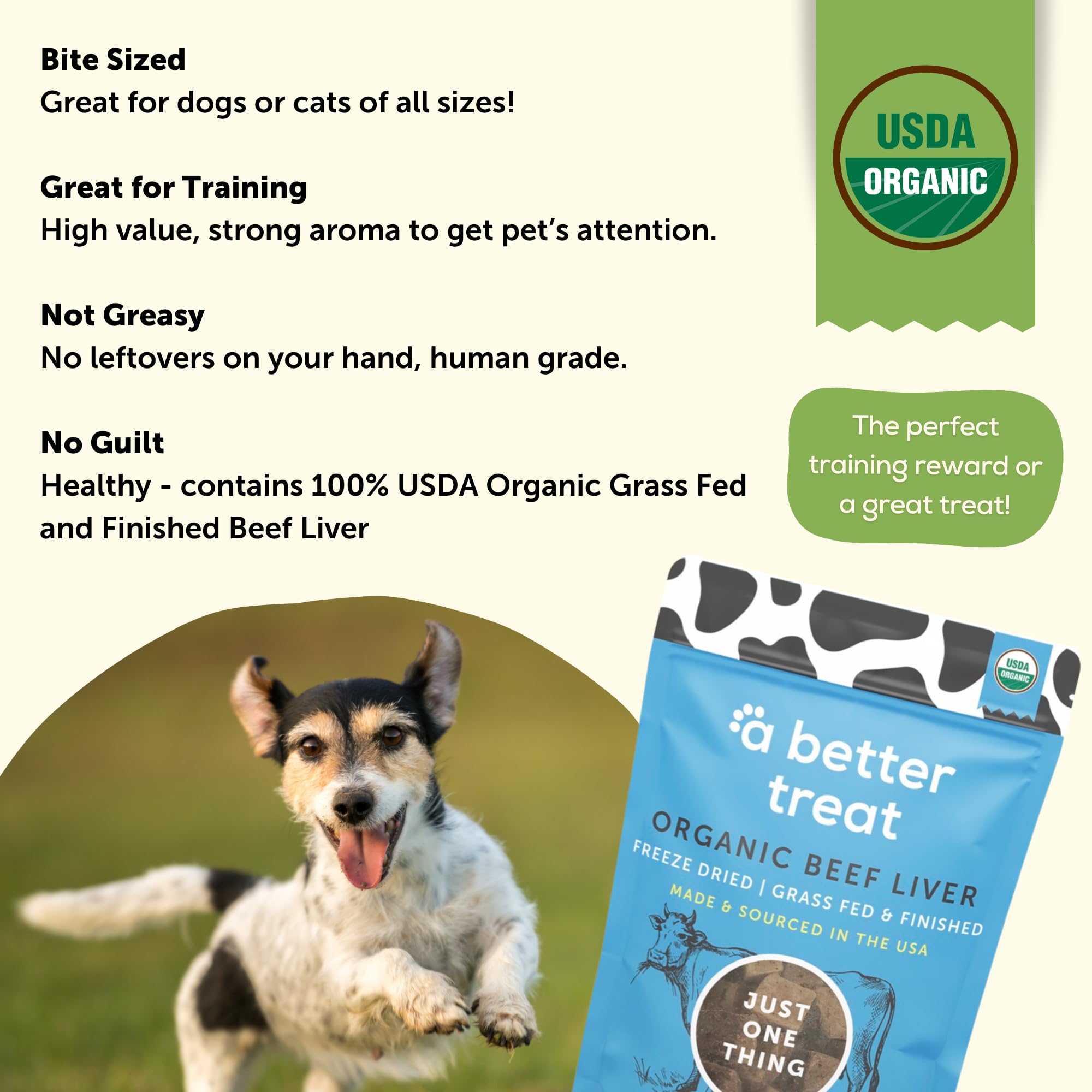 A Better Treat – Organic, Freeze Dried, Single Ingredient, 100% Grass Fed & Finished, Pasture Raised Beef Liver Dog Treats, Cat Treats | Natural Healthy | High Protein, Diabetic Friendly | Made in USA thumbnail 4
