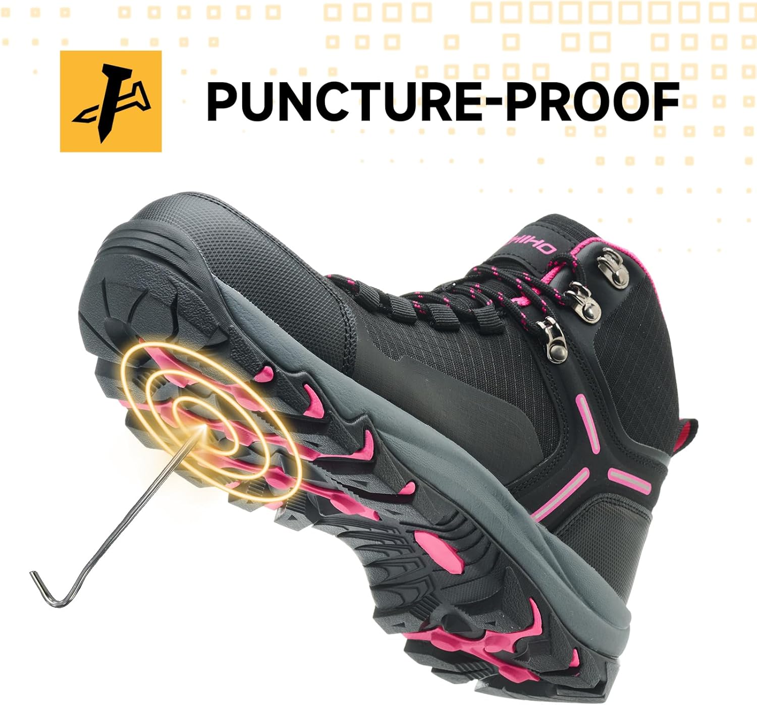 Kezhiho Waterproof Steel Toe Boots for Women Wide Width Non Slip Work Boots Lightweight Slip Resistant Safety Shoes Indestructible Construction Composite Toe Sneakers - Image 5