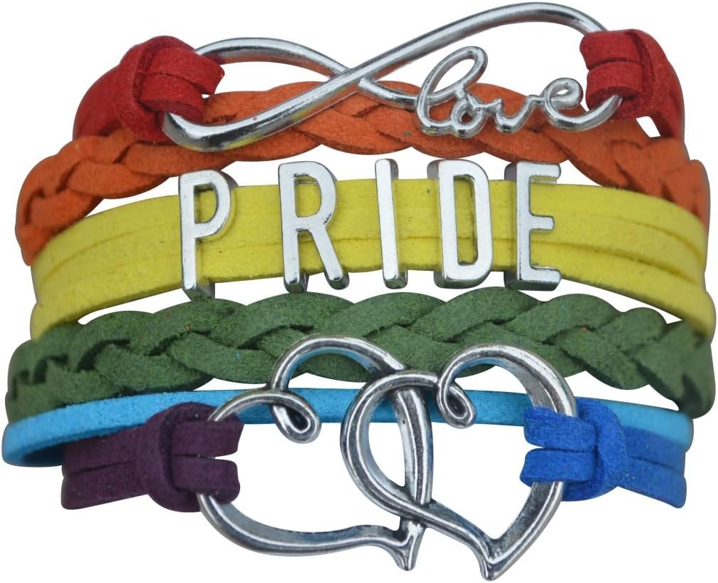 Infinity CollectionGay Pride Charm Bracelet, LGBT Bracelet, Gay Pride Jewelry, Rainbow Pride Bracelet, Adjustable Bracelet with Infinity Love