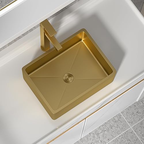 Miniatura 42 de Fregadero de baño de 19 x 15 pulgadas con grifo y desagüe desplegable – Porcelana negra mate rectangular sobre mostrador moderno lavabo de arte