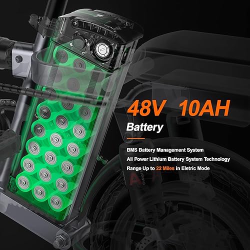 Miniatura 3 de ENGWE Mini bicicleta eléctrica T14 para adultos adolescentes, bicicleta eléctrica plegable de 14 pulgadas, motor de 600 W, rango de batería de 48 V