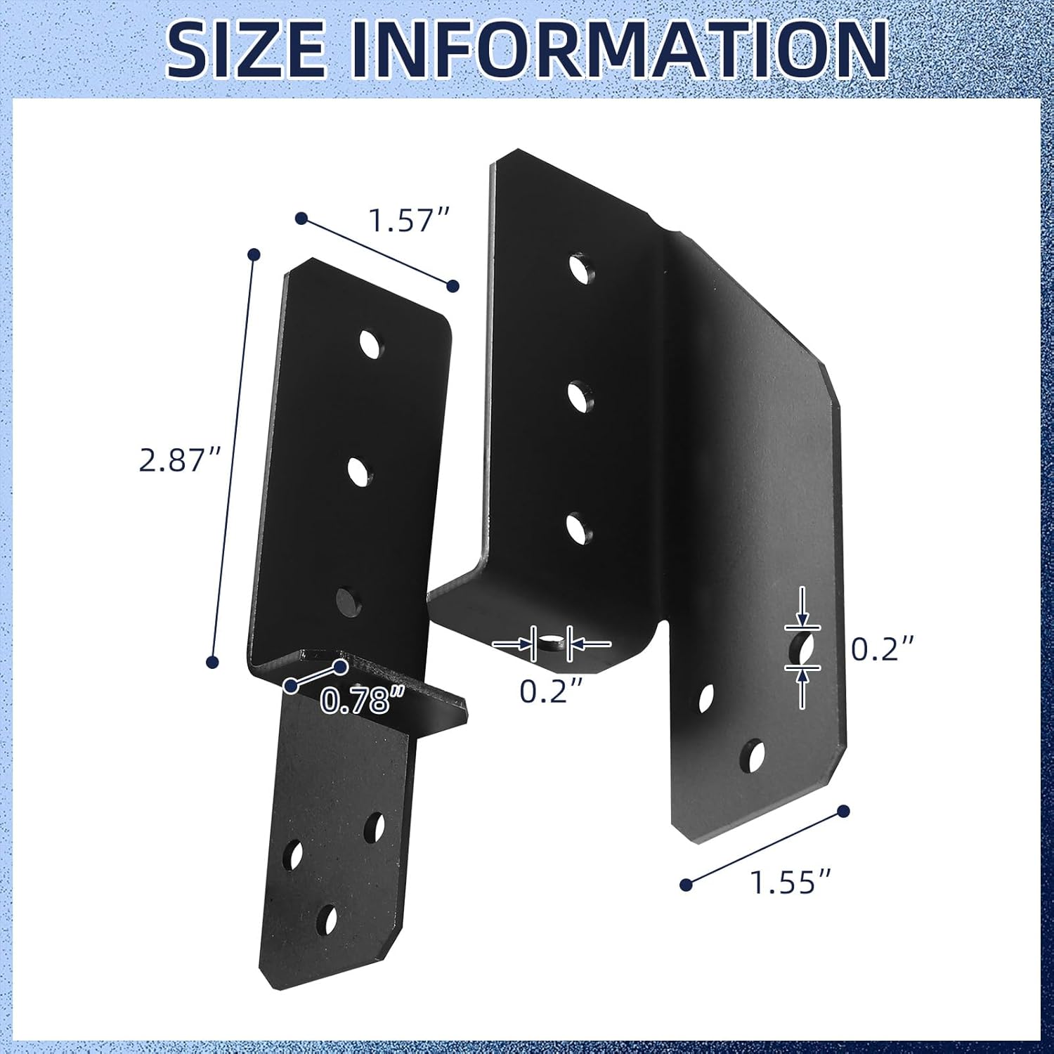 8 Pairs Black Split Joist Hanger, 14 Gauge Face Mount Joist Hanger Heavy Duty Carbon Steel Split Joist Brackets for 2"x4",2"x6", 4"x4" Wood Beam