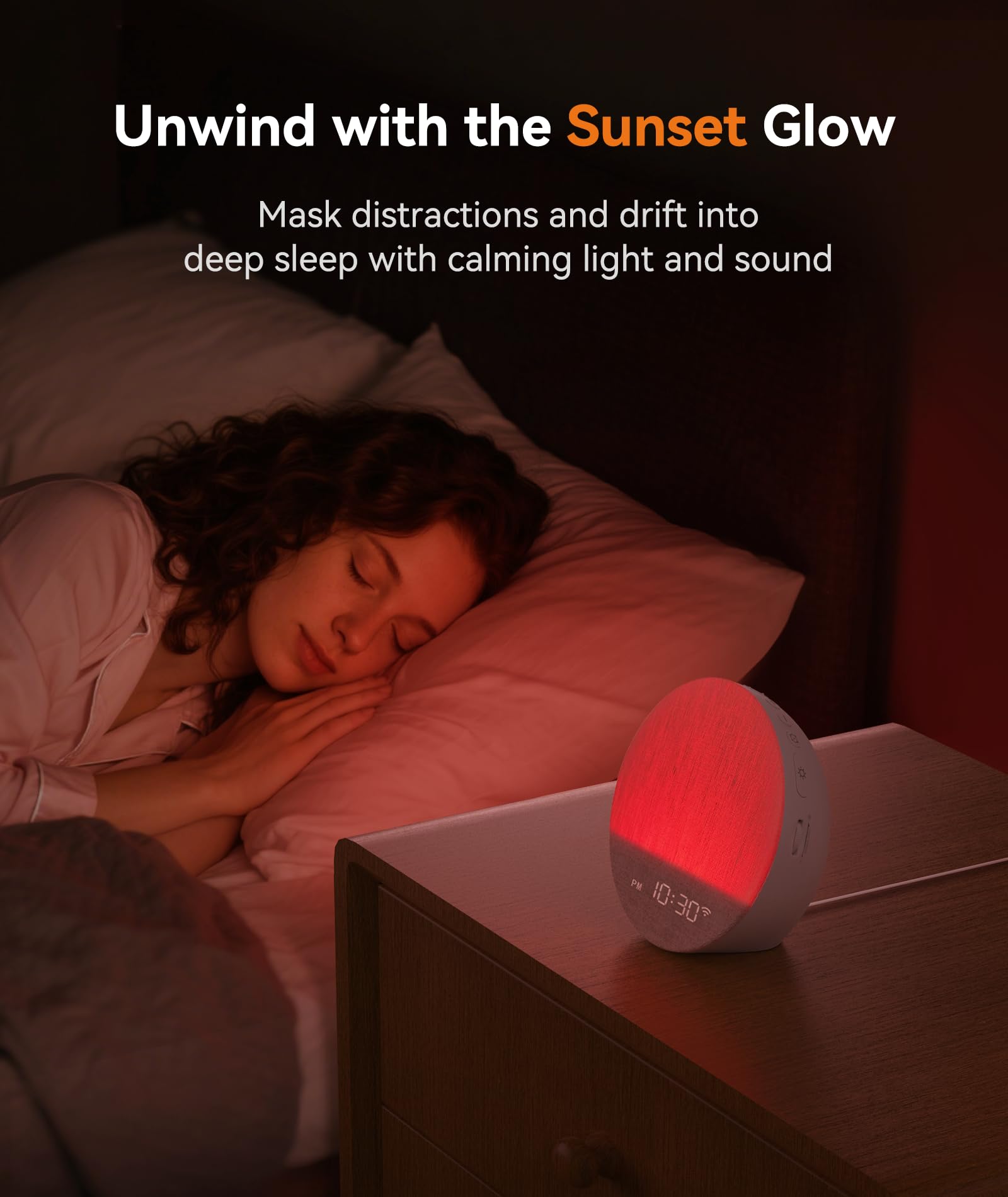 Dreamegg Sunrise 1 Reveil Lumineux Machine à Bruit Blanc 34 Sons Apaisants