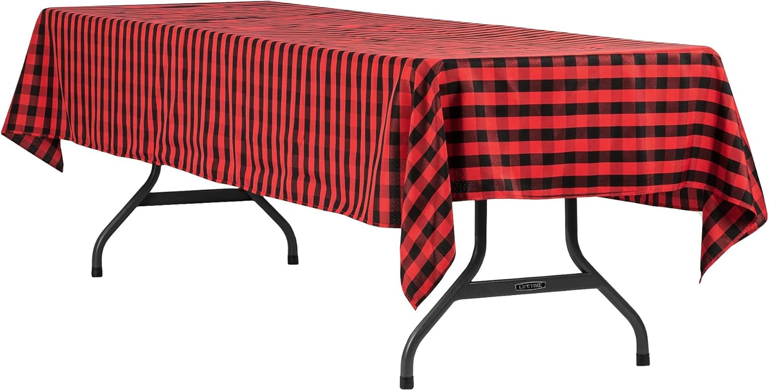 Buffalo Plaid Red & Black Rectangular Tablecloth - 60" x 120" (Pack Of 1) - Premium Polyester - Perfect For Events & Home