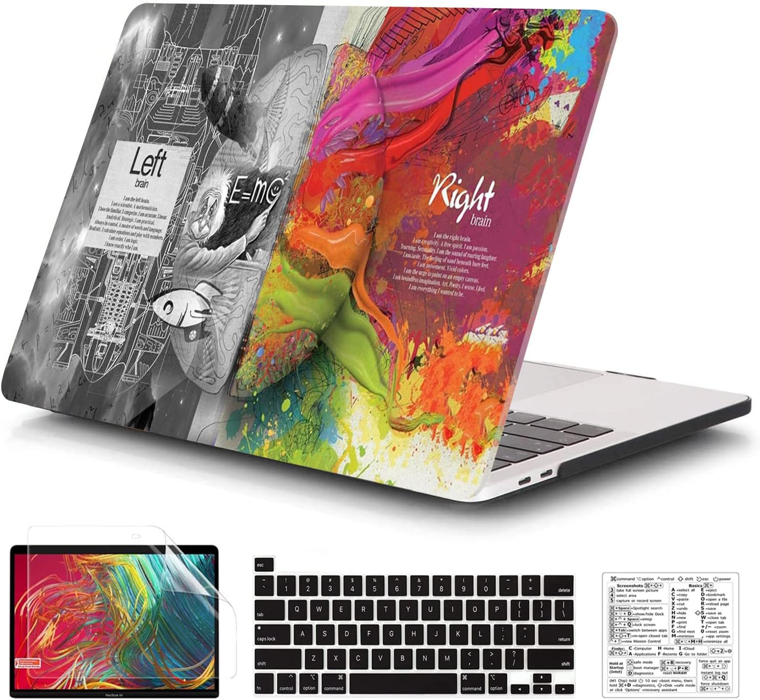 Compatible with MacBook Pro 13 Inch Case M2/M1 2025 2022-2017 A2338 A2289 A2251 A2159 A1989 A1706 A1708 Plastic Hard Shell Case&Keyboard Skin&Mac OS Keyboard Sticker (Einstein's Brain)