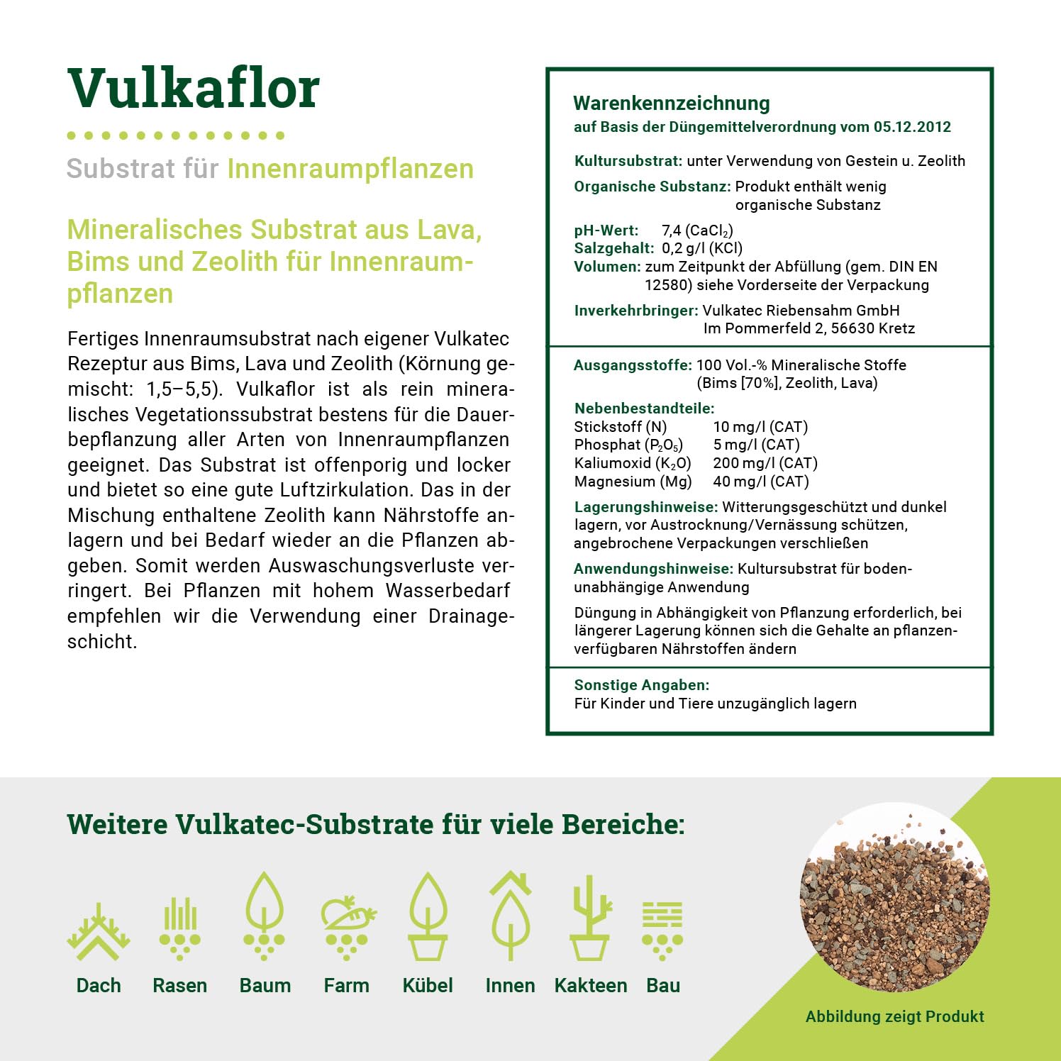 Vulkaflor Pflanzsubstrat für Zimmerpflanzen (25l. Sack)
